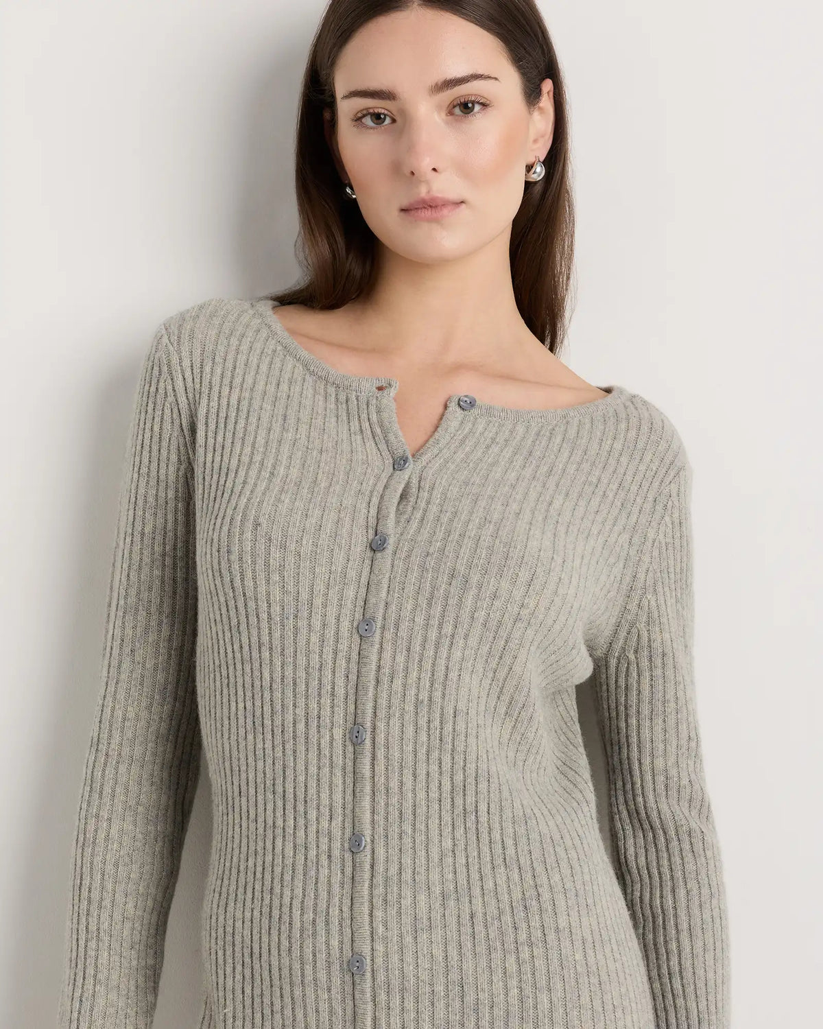 100% Yak Wool Ribbed Cardigan Sweater Dress