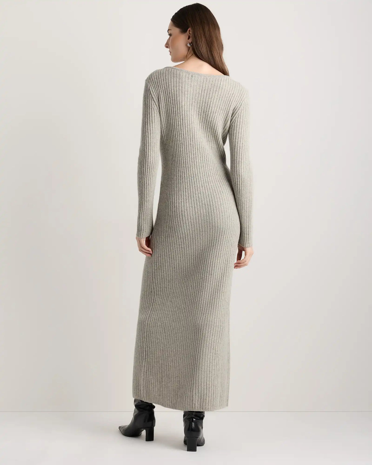 100% Yak Wool Ribbed Cardigan Sweater Dress