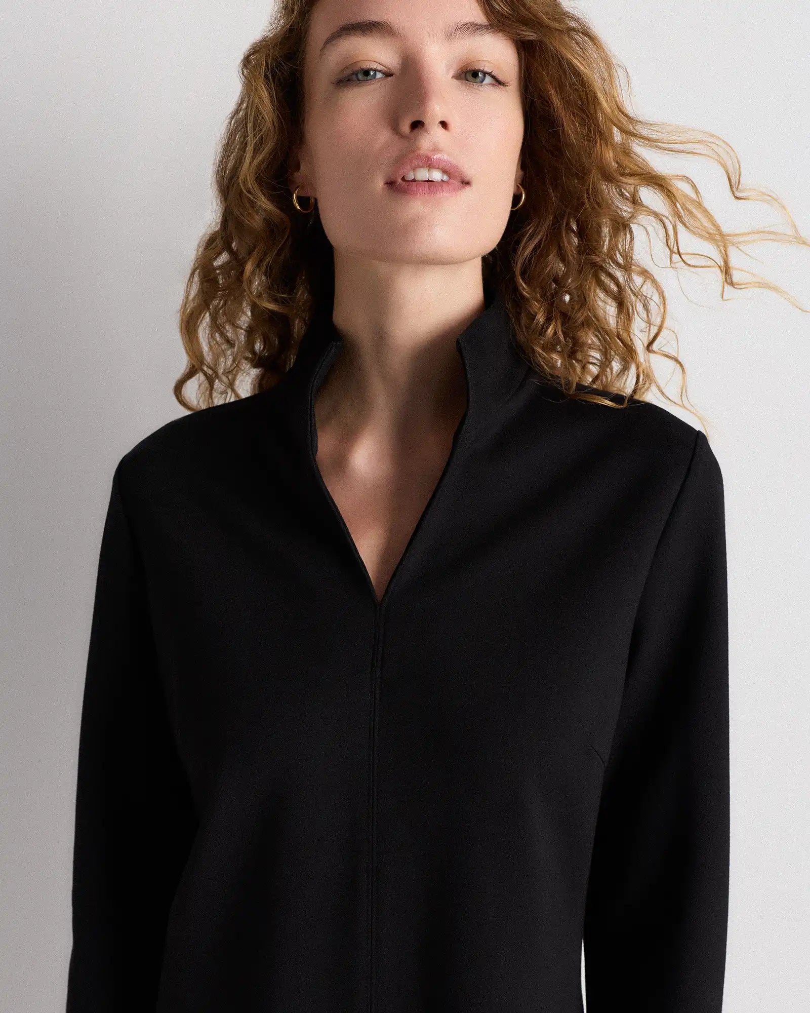 Ultra-Stretch Ponte Split Neck Mini Dress