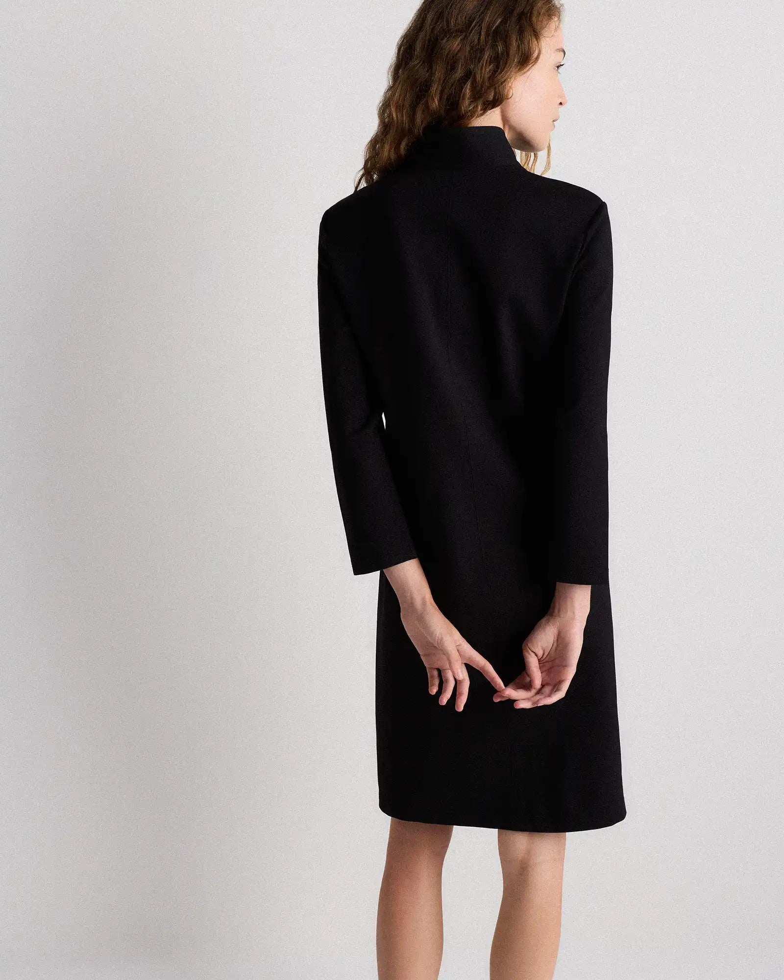 Ultra-Stretch Ponte Split Neck Mini Dress