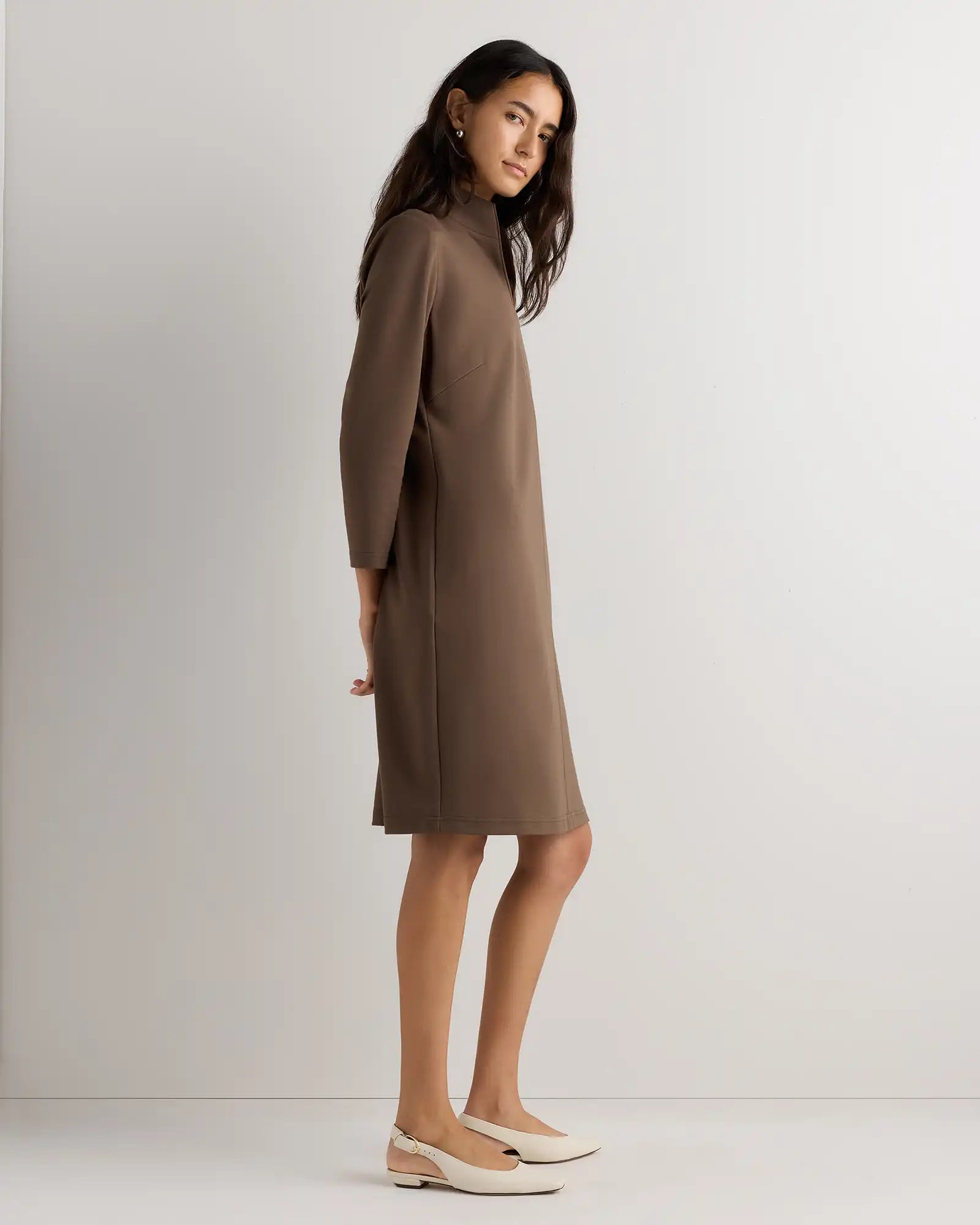Ultra-Stretch Ponte Split Neck Mini Dress