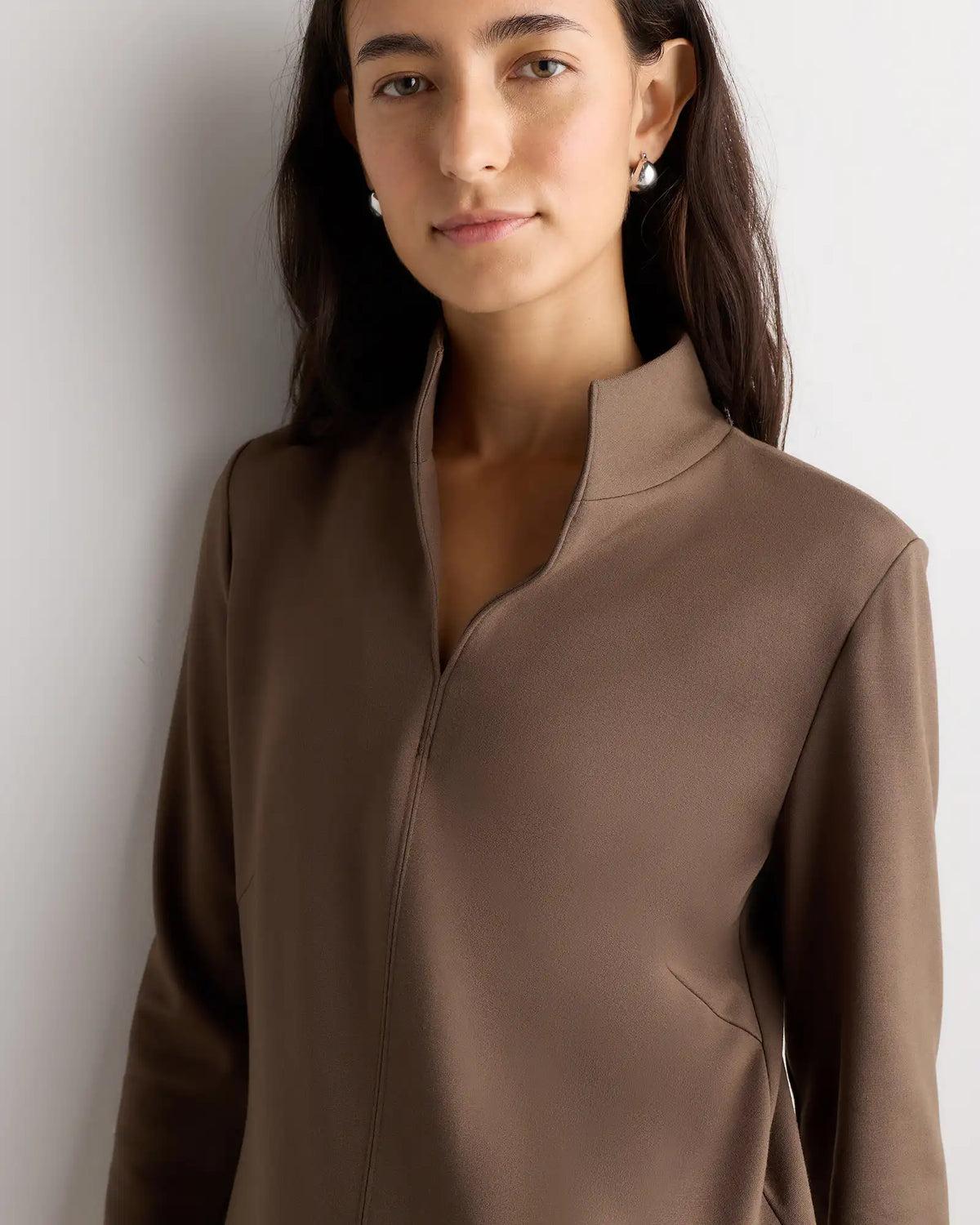 Ultra-Stretch Ponte Split Neck Mini Dress