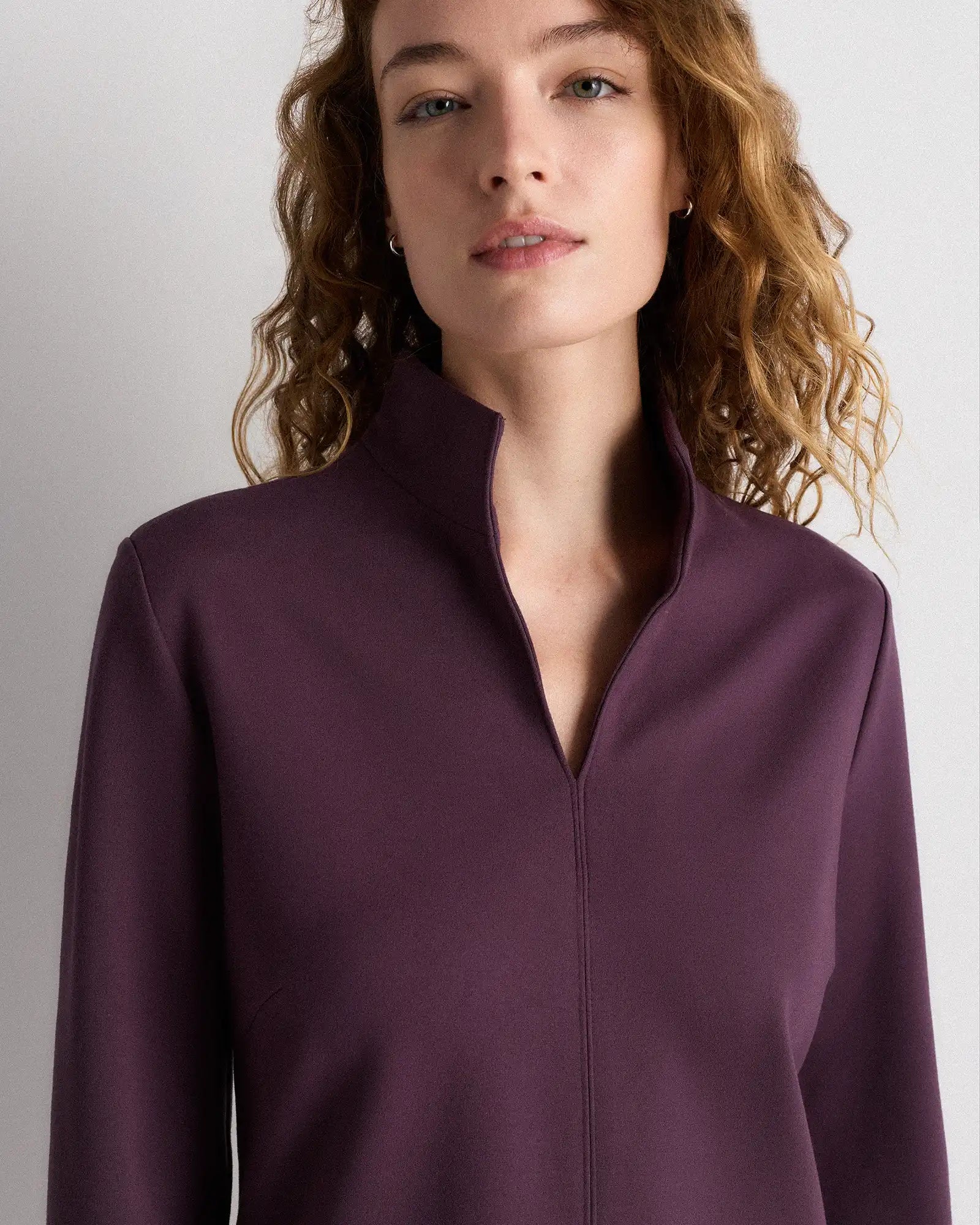 Ultra-Stretch Ponte Split Neck Mini Dress
