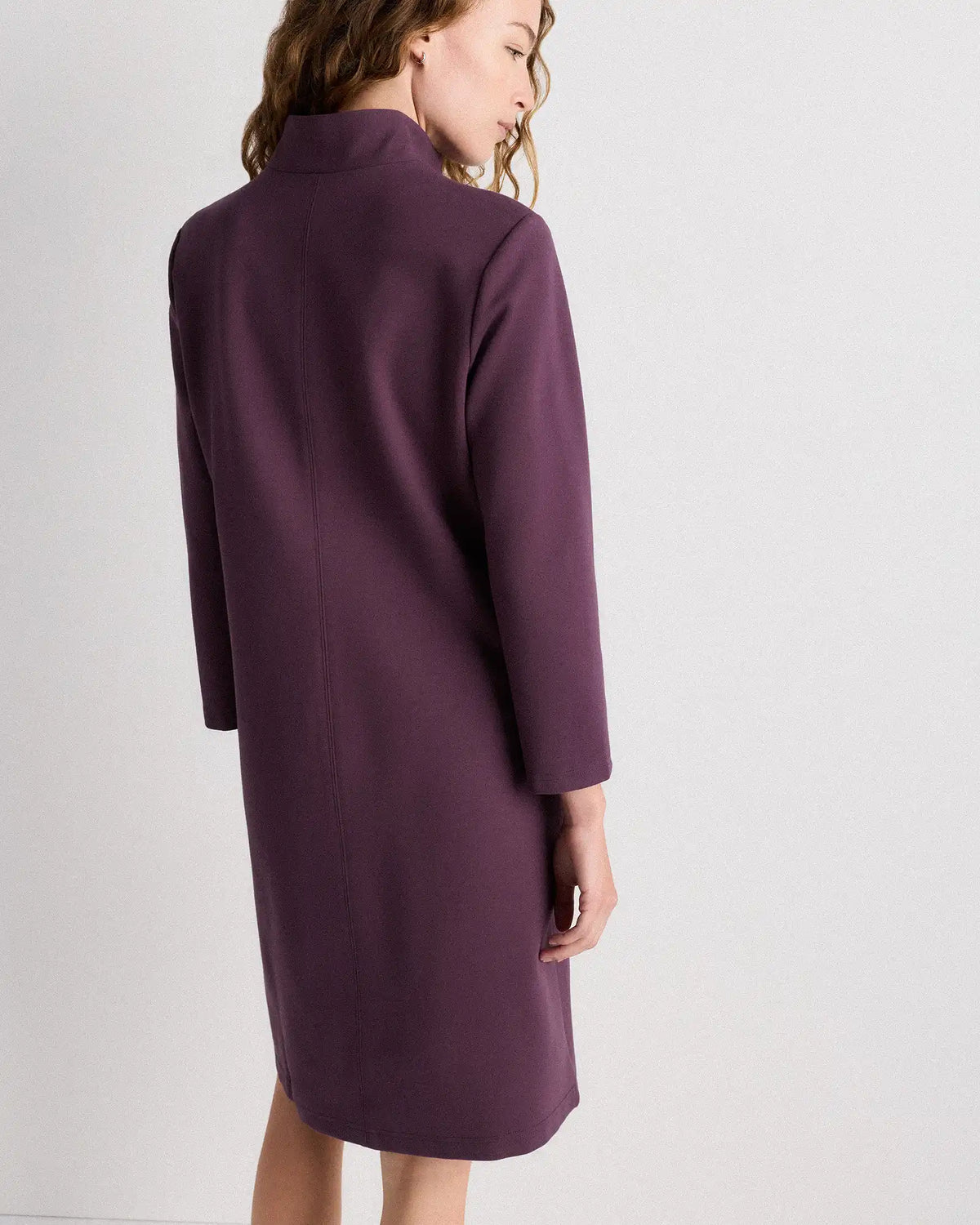 Ultra-Stretch Ponte Split Neck Mini Dress