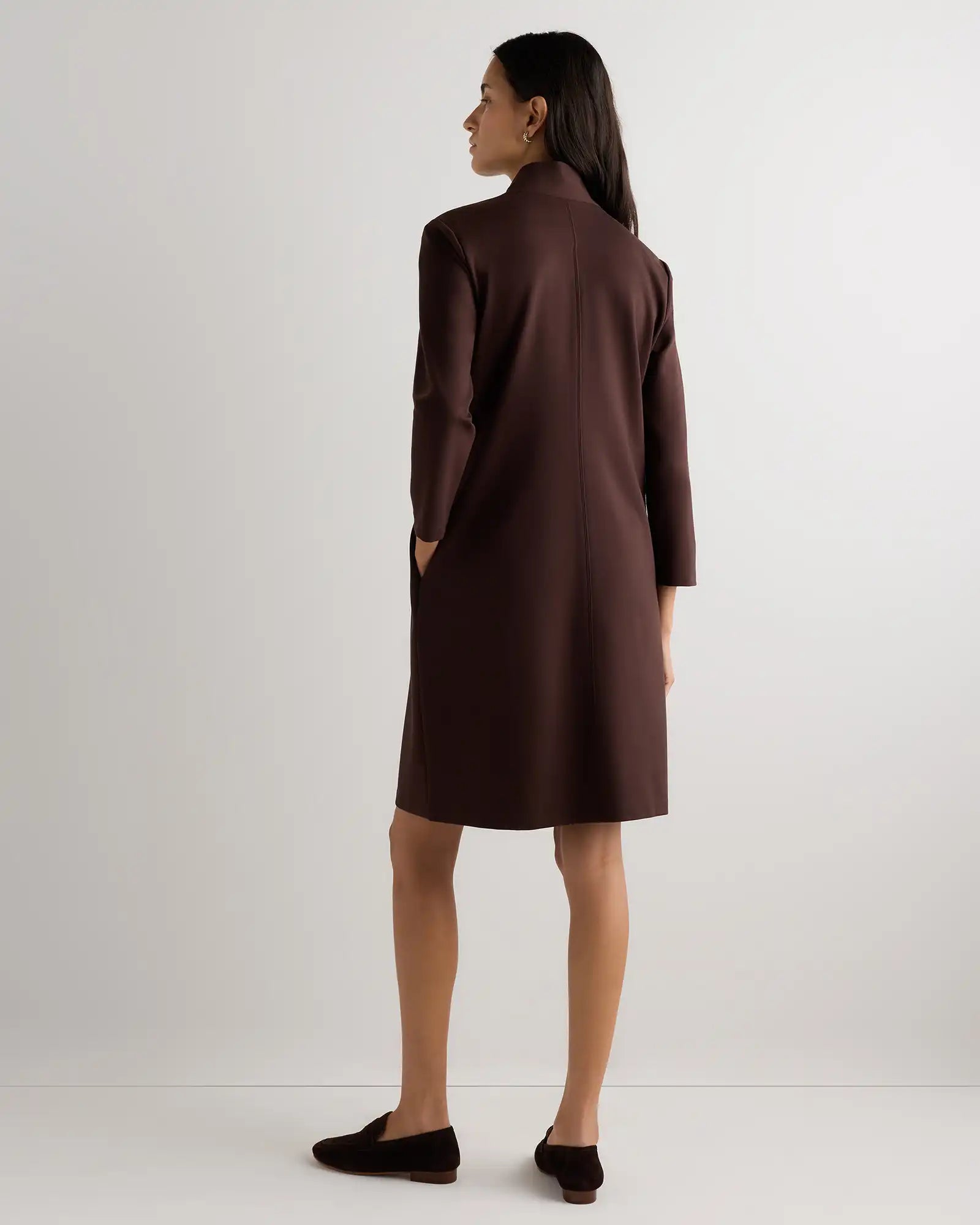 Ultra-Stretch Ponte Split Neck Mini Dress