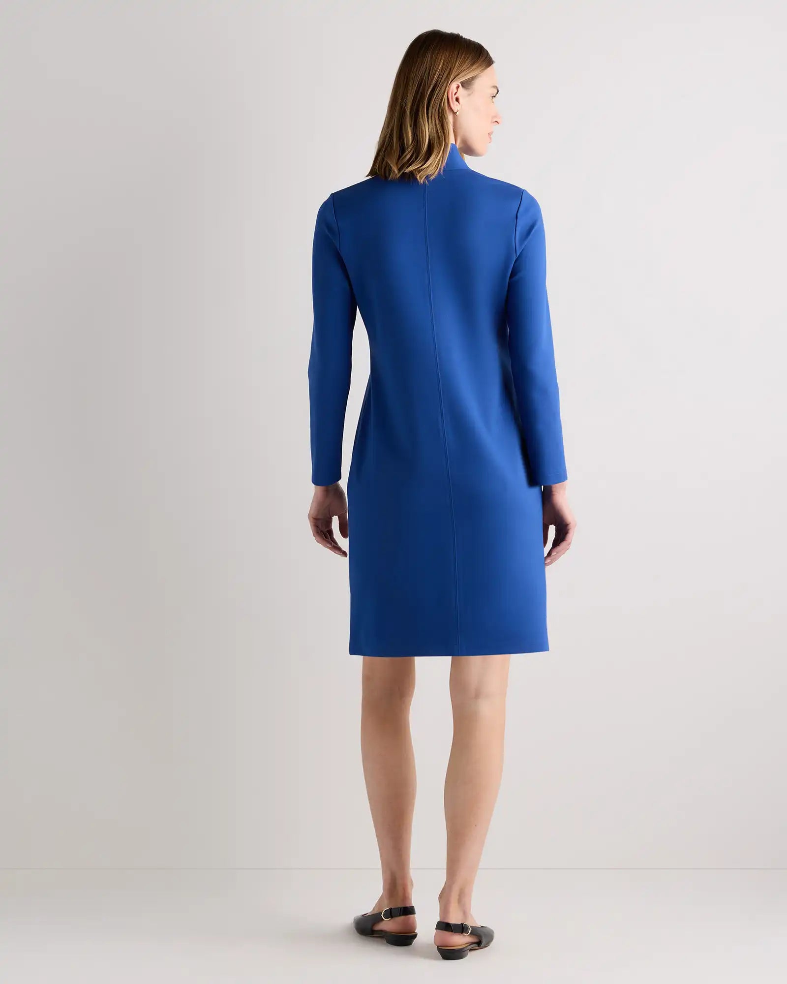 Ultra-Stretch Ponte Split Neck Mini Dress