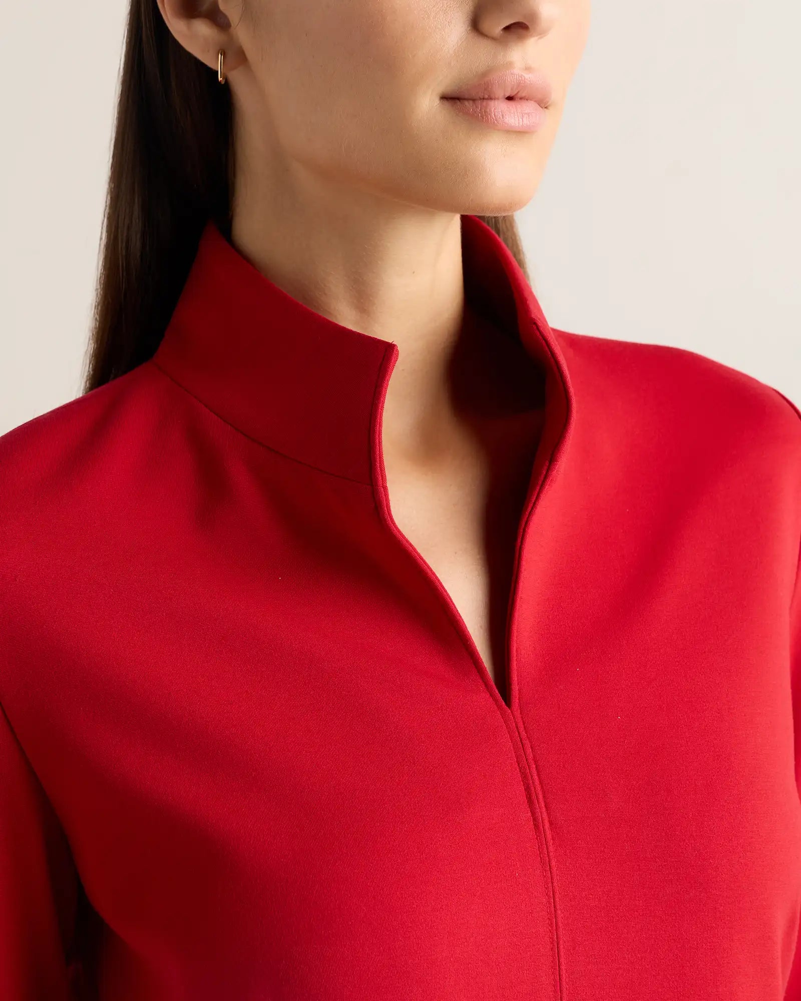 Ultra-Stretch Ponte Split Neck Mini Dress