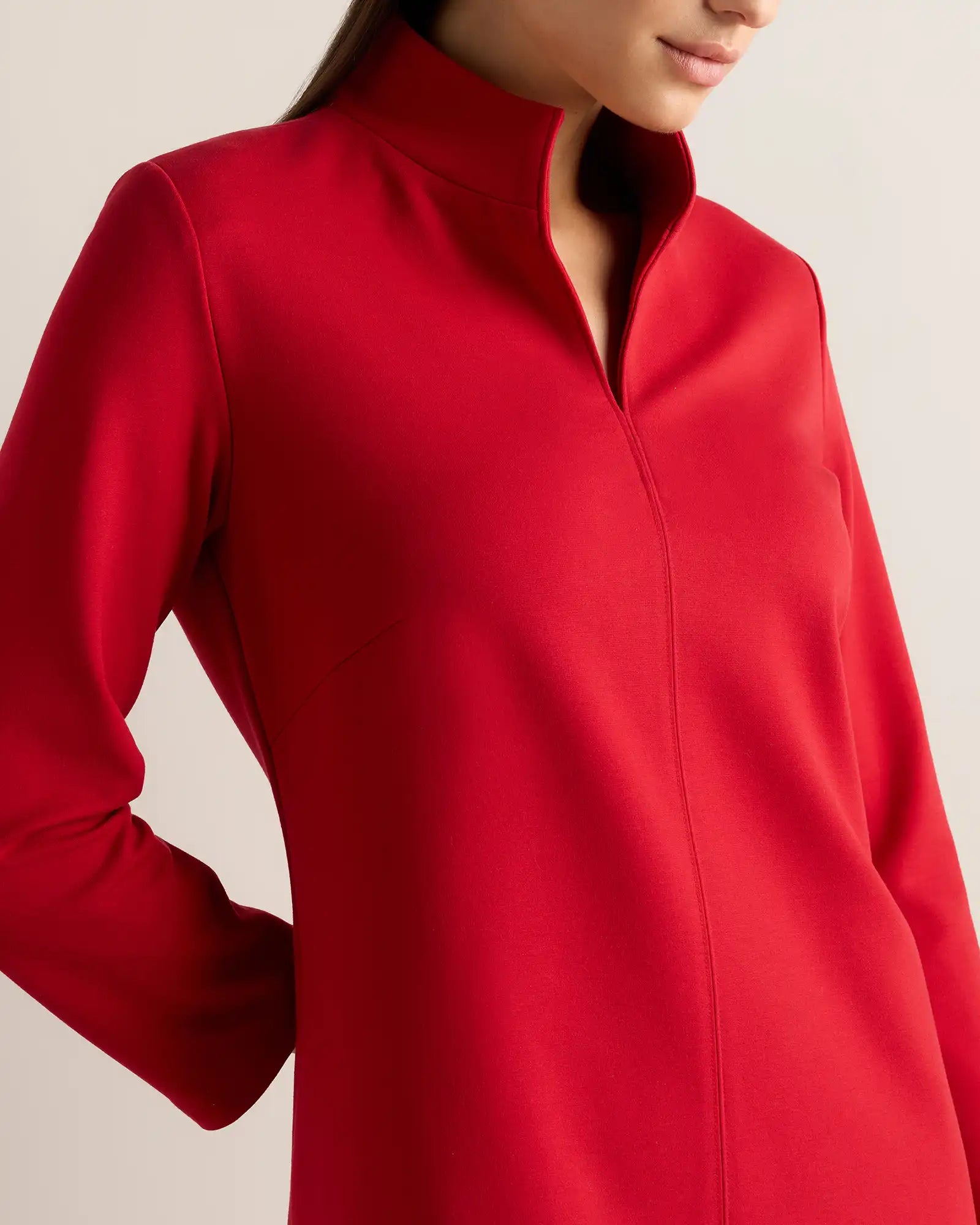 Ultra-Stretch Ponte Split Neck Mini Dress