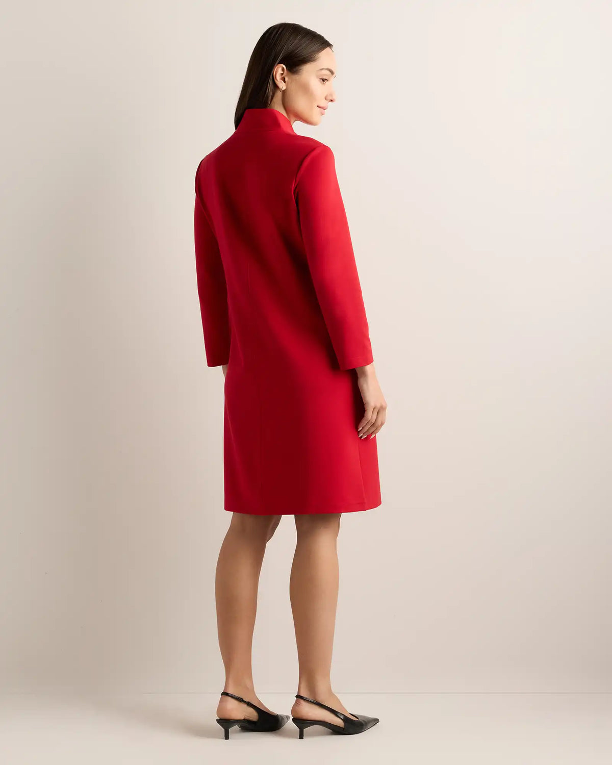 Ultra-Stretch Ponte Split Neck Mini Dress