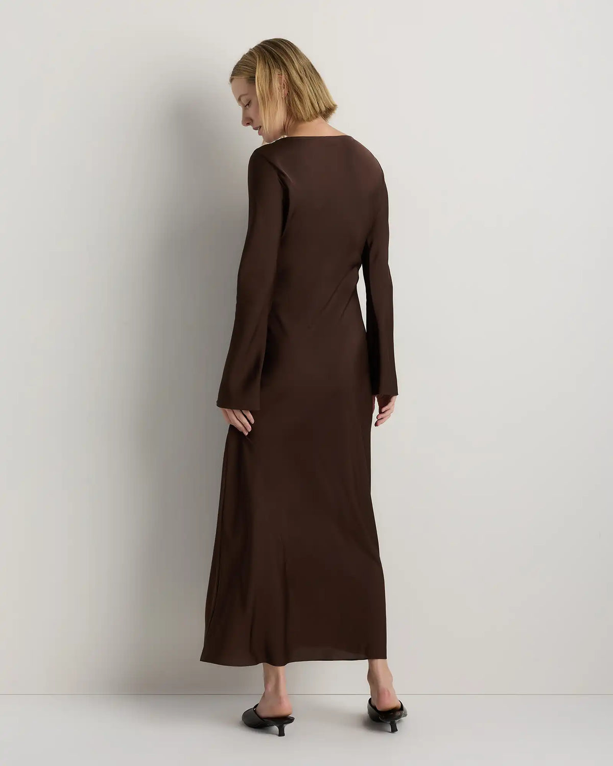 Washable Stretch Silk Long Sleeve Maxi Dress