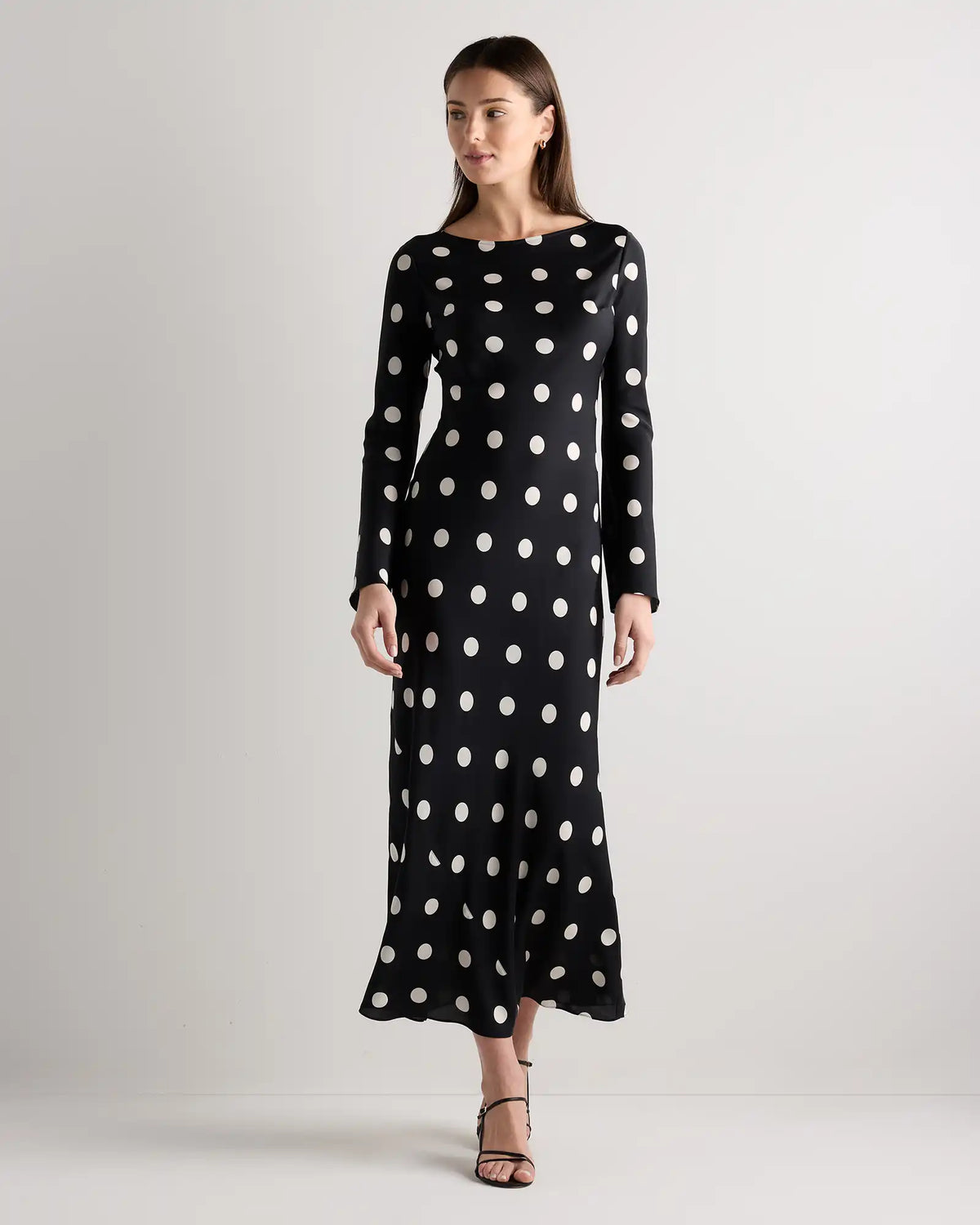 Washable Stretch Silk Long Sleeve Maxi Dress
