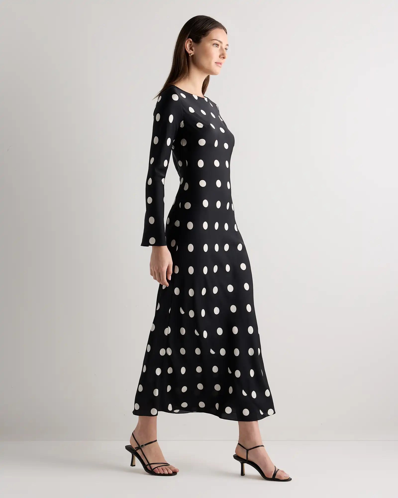 Washable Stretch Silk Long Sleeve Maxi Dress