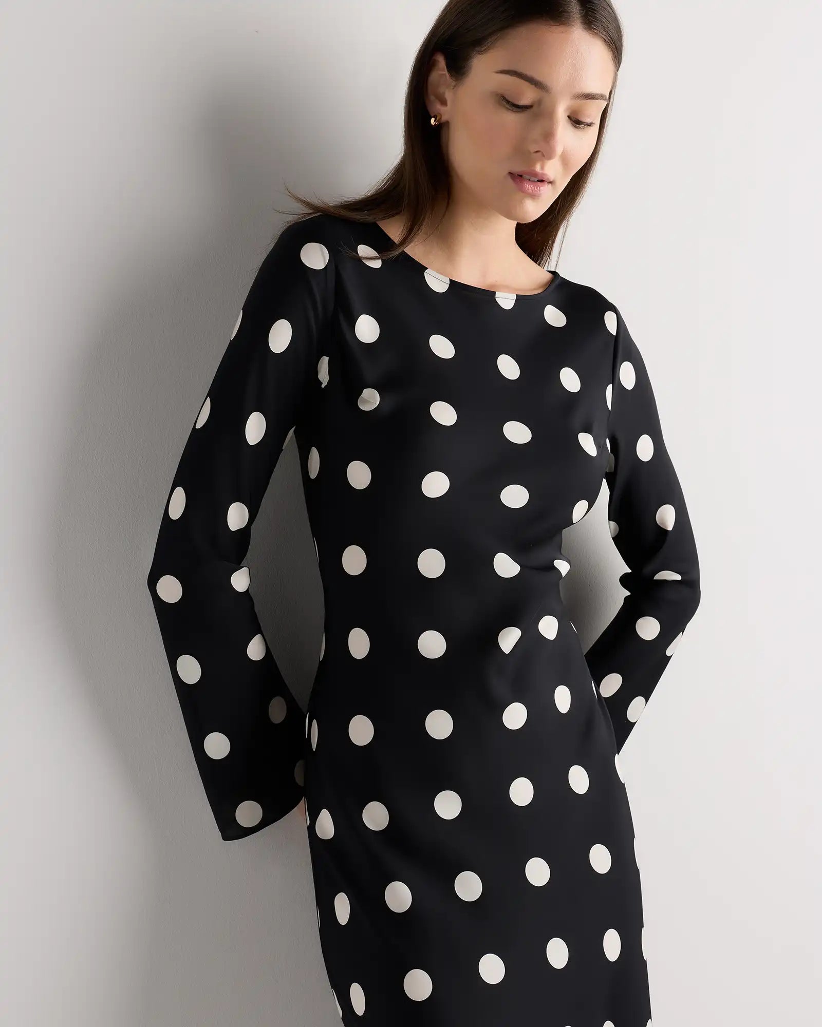 Washable Stretch Silk Long Sleeve Maxi Dress