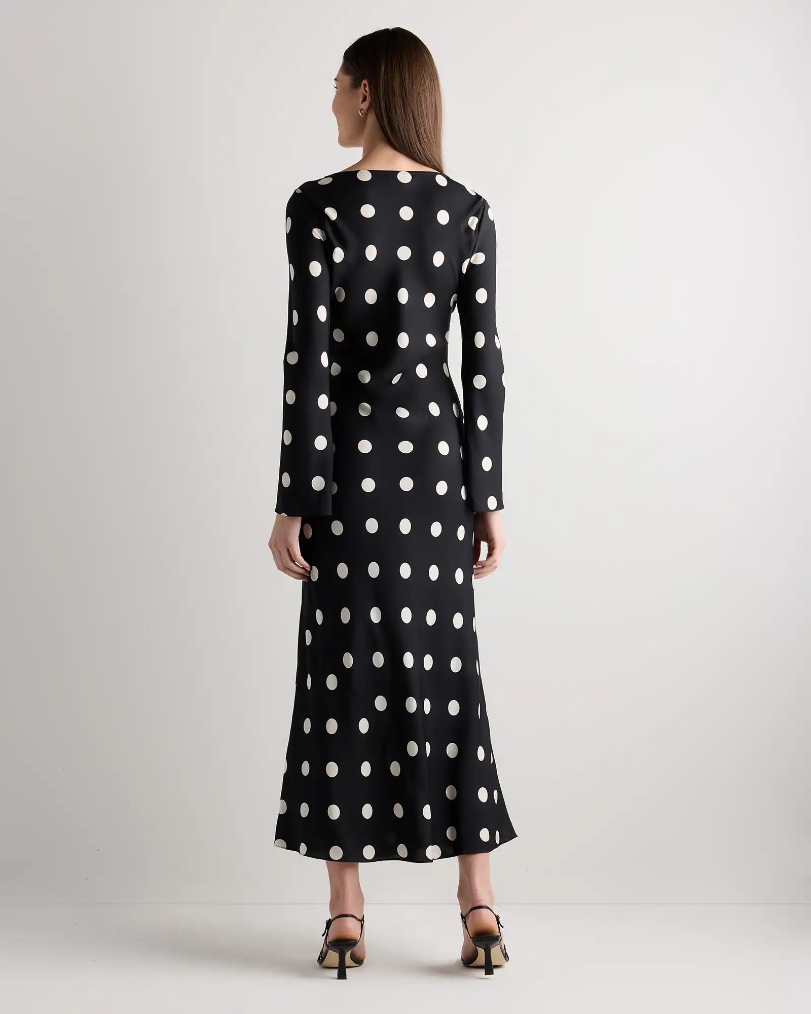 Washable Stretch Silk Long Sleeve Maxi Dress