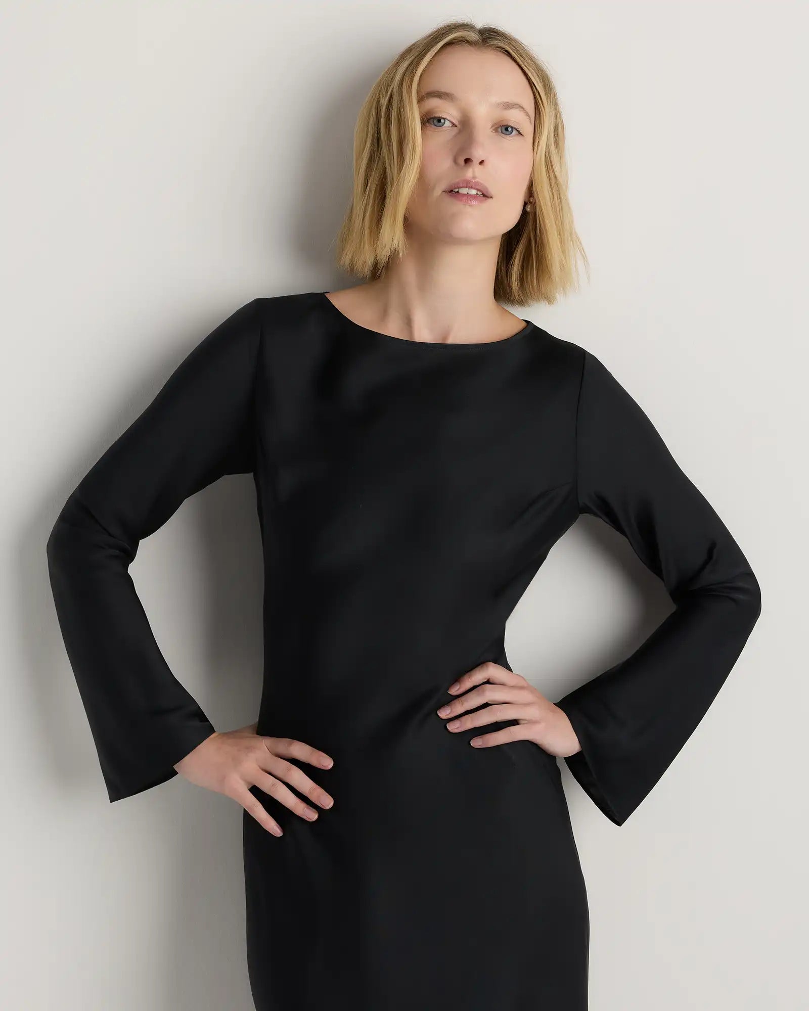 Washable Stretch Silk Long Sleeve Maxi Dress