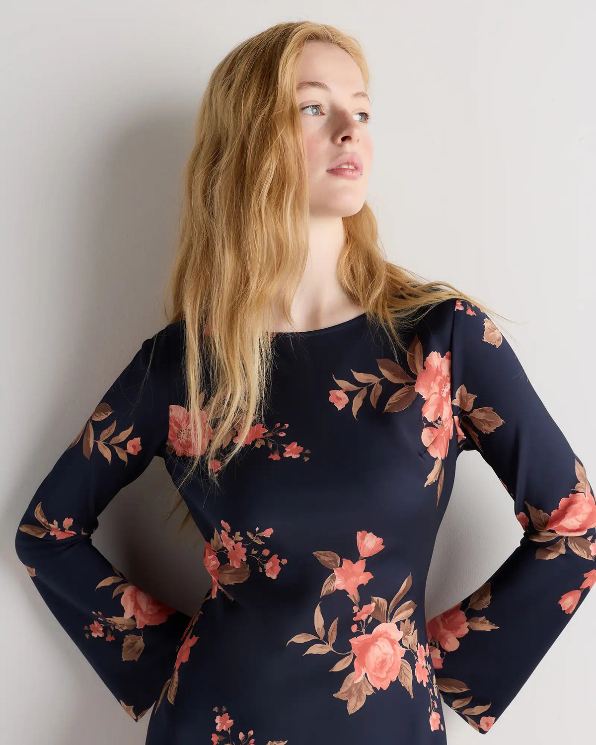 Washable Stretch Silk Long Sleeve Maxi Dress