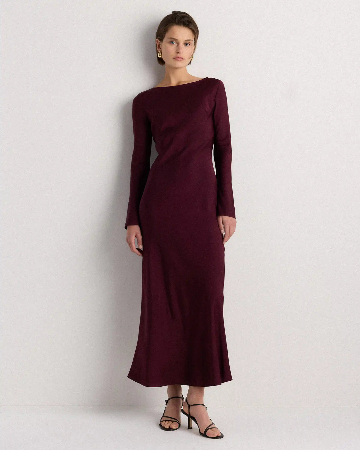 Washable Stretch Silk Long Sleeve Maxi Dress
