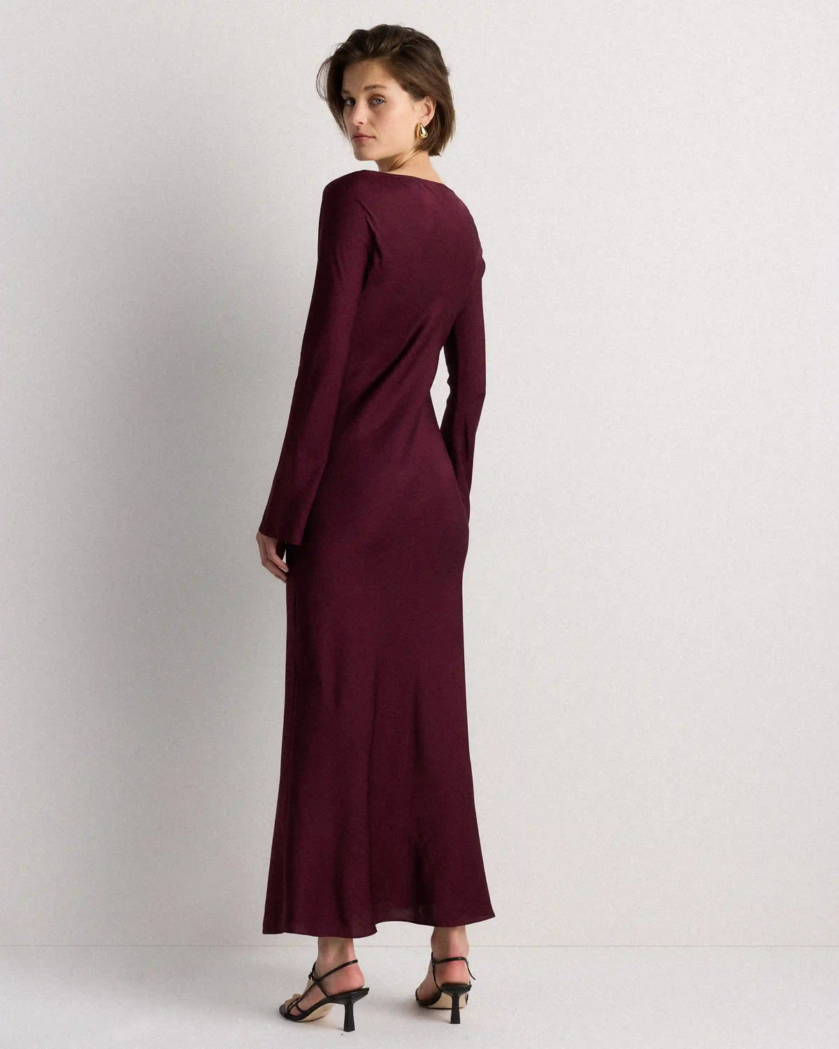 Washable Stretch Silk Long Sleeve Maxi Dress