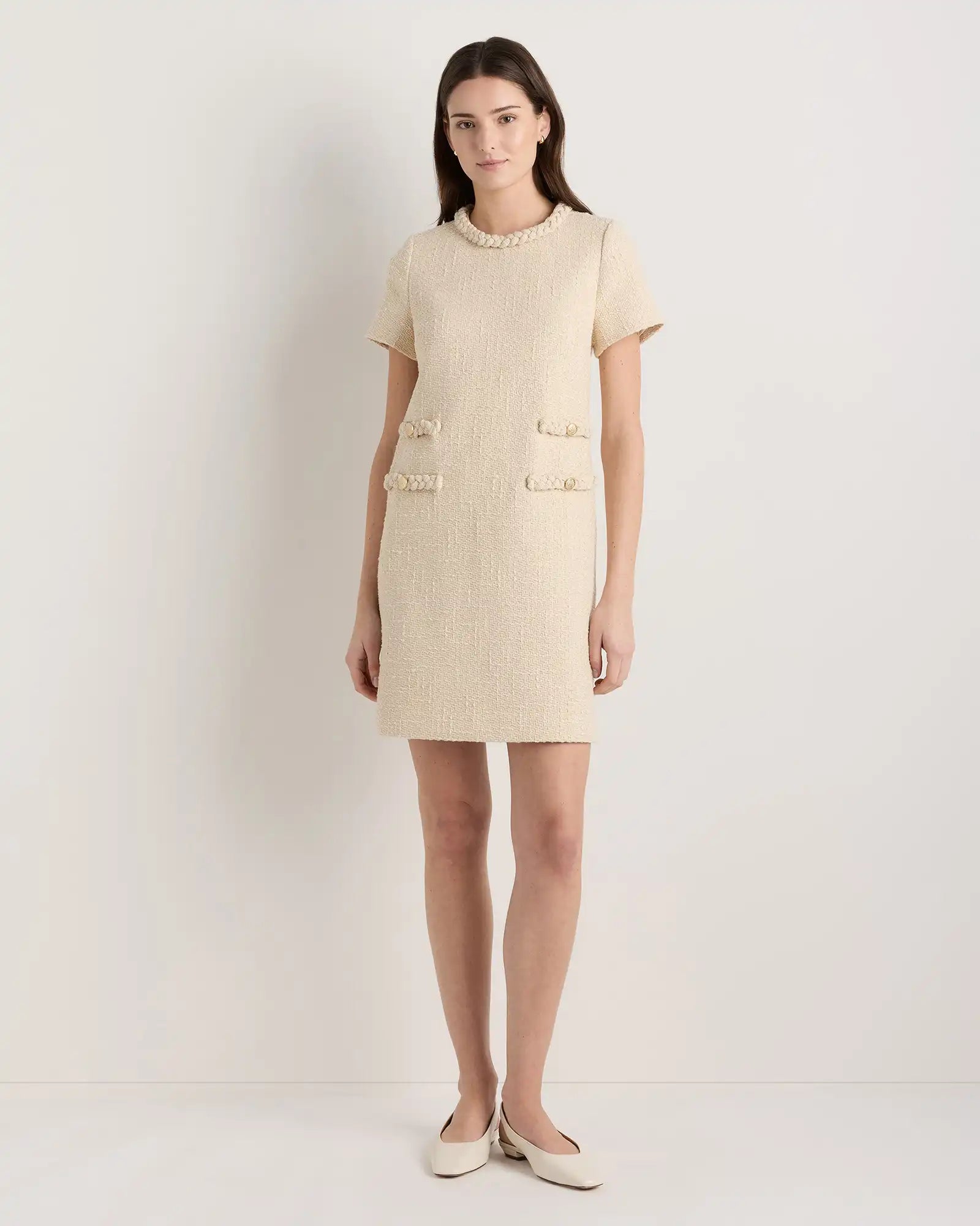 Tweed Short Sleeve Mini Dress