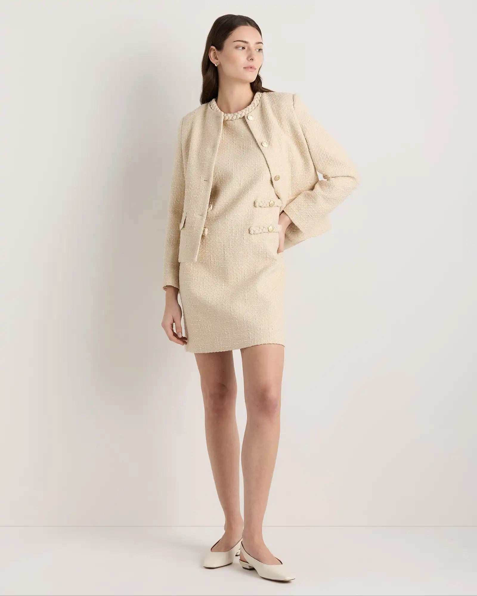 Tweed Short Sleeve Mini Dress