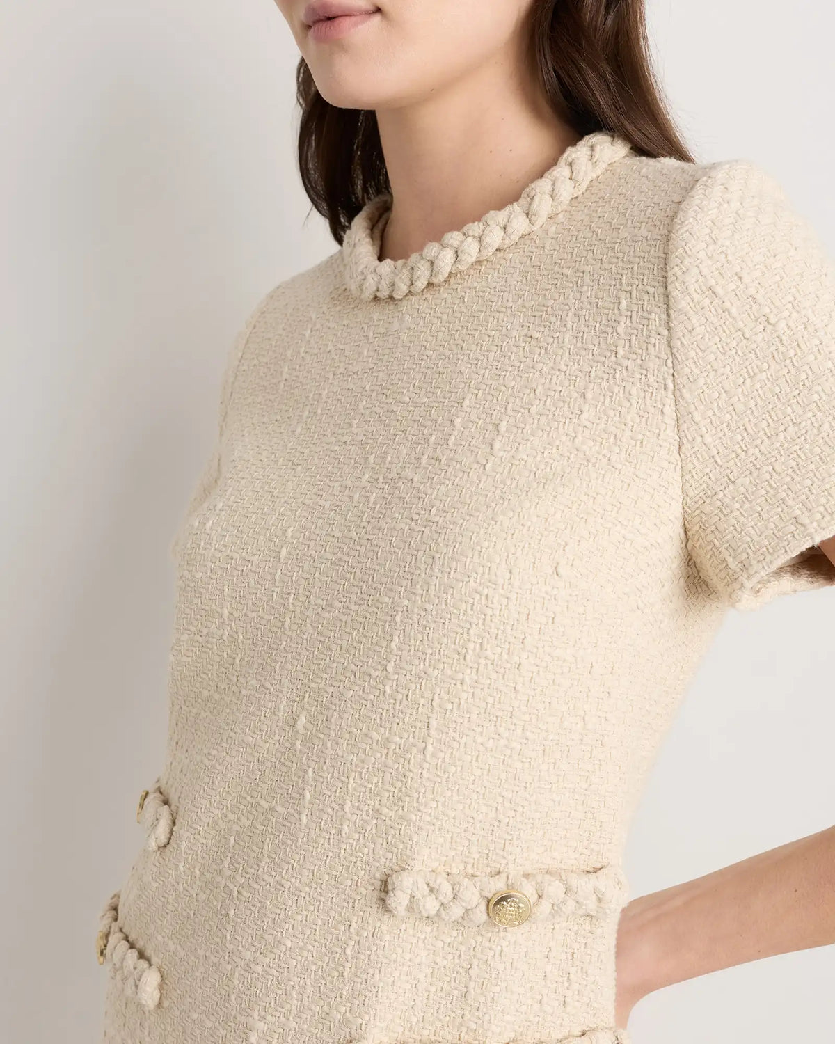Tweed Short Sleeve Mini Dress