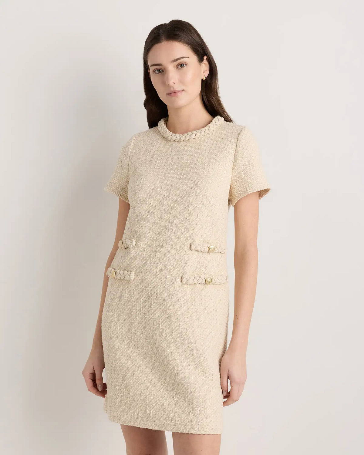 Tweed Short Sleeve Mini Dress