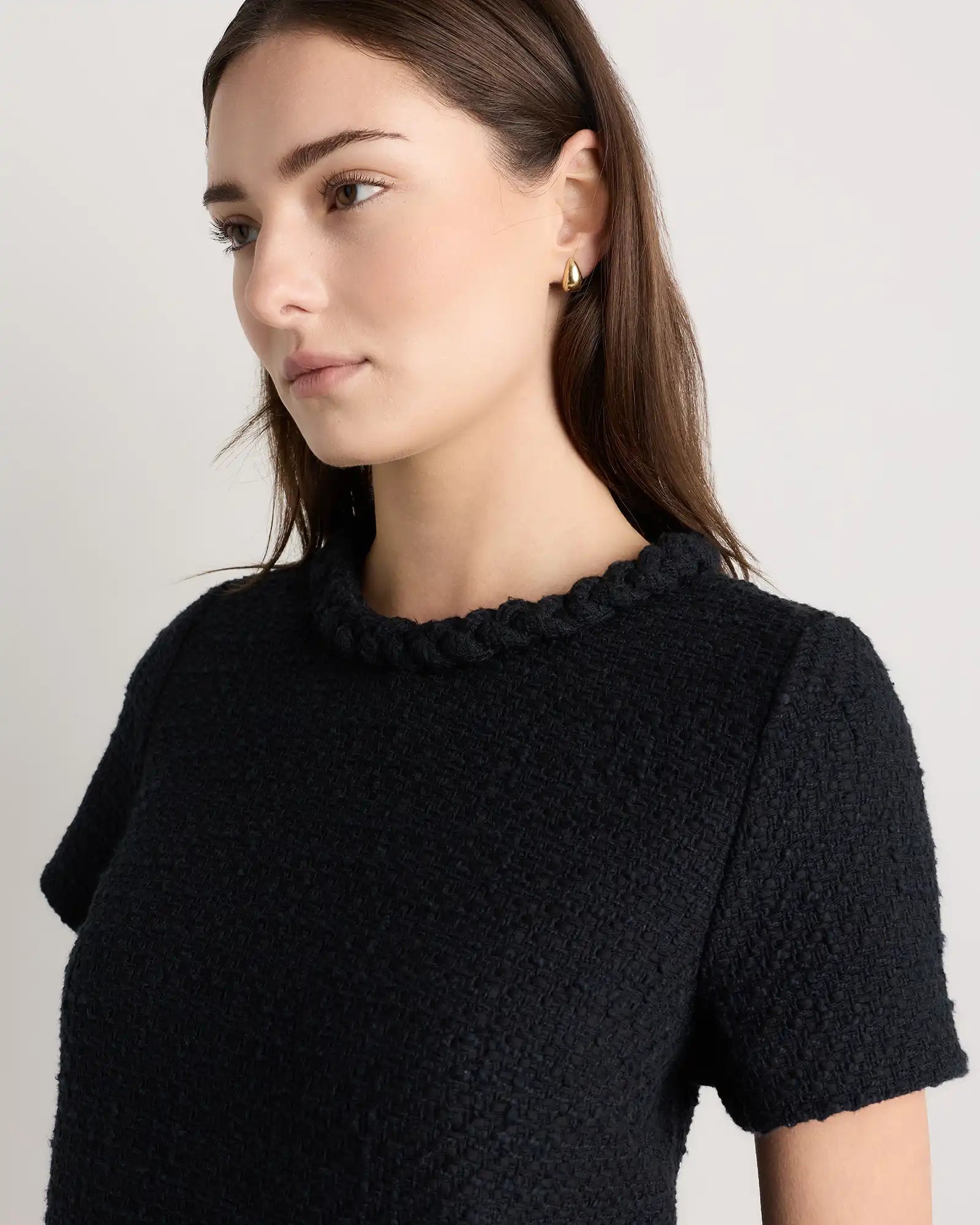 Tweed Short Sleeve Mini Dress