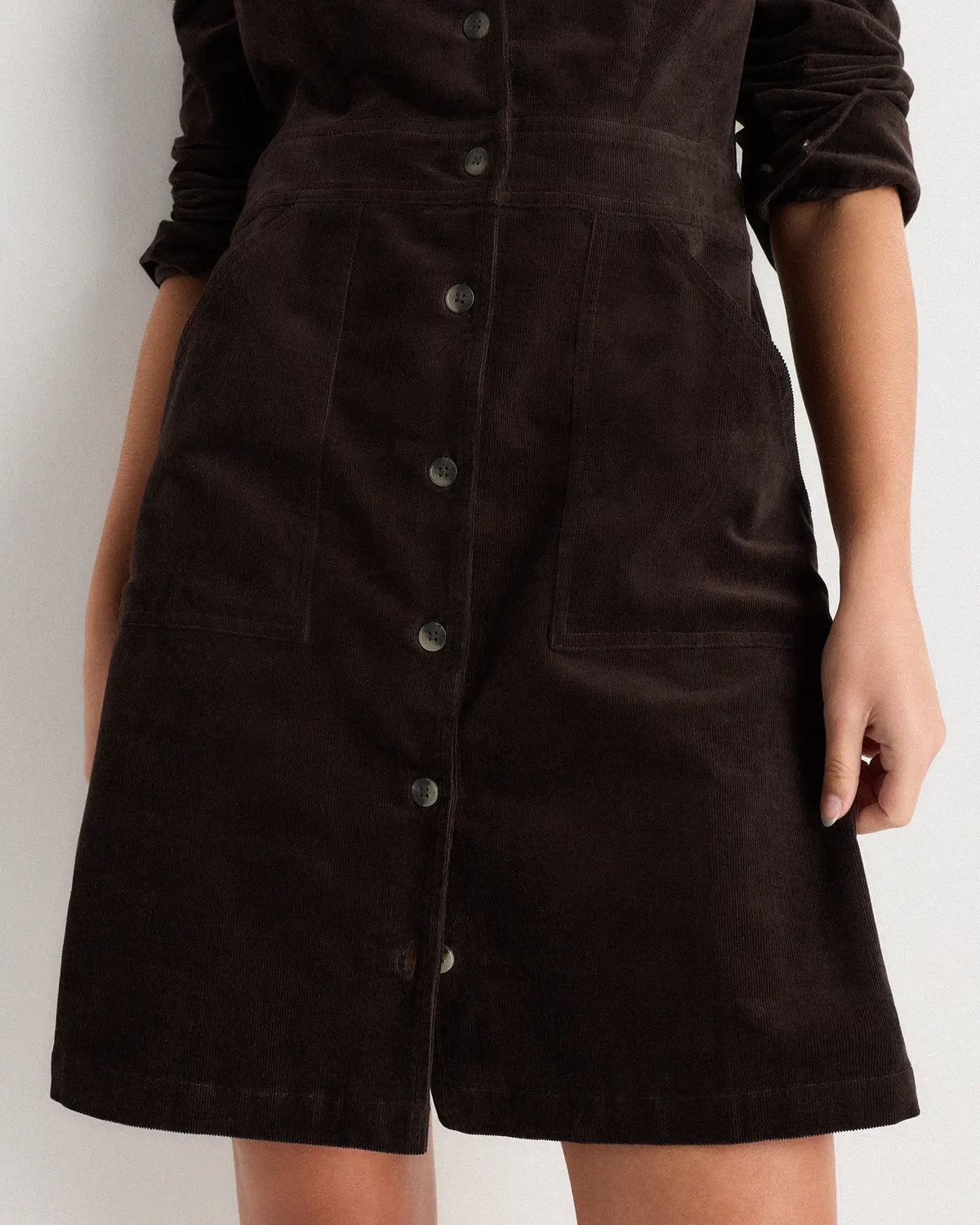 Organic Stretch Corduroy Mini Shirt Dress