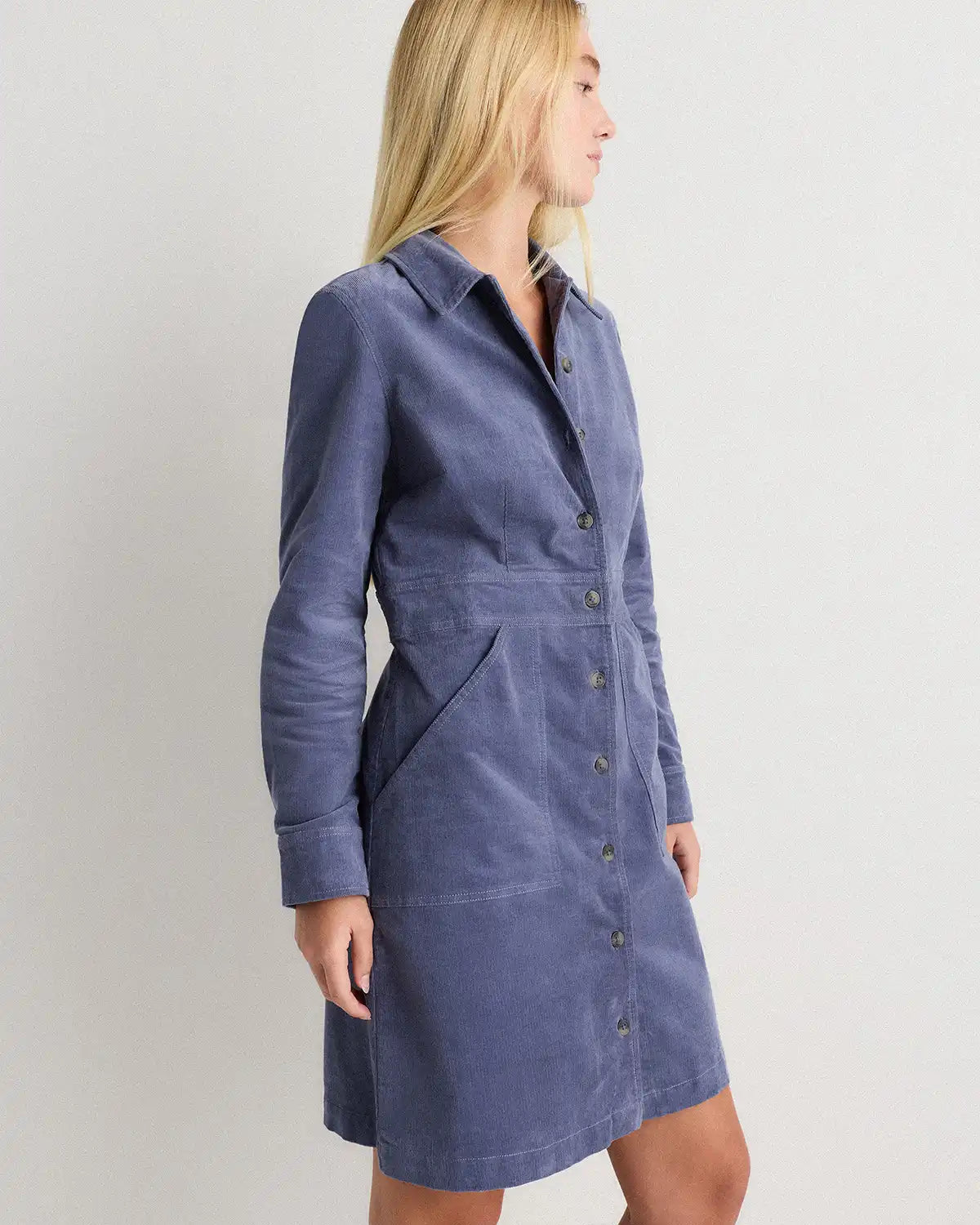 Organic Stretch Corduroy Mini Shirt Dress