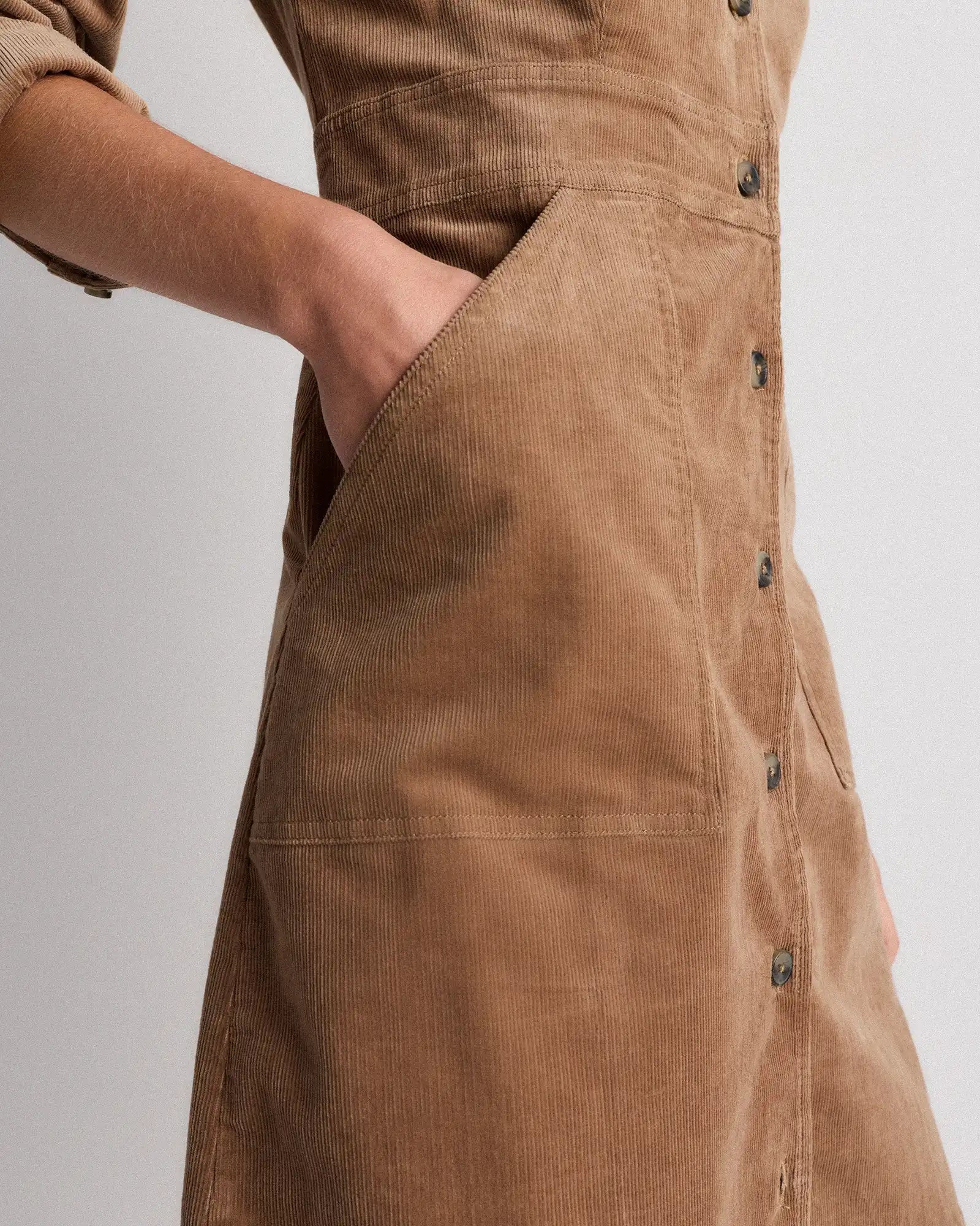 Organic Stretch Corduroy Mini Shirt Dress