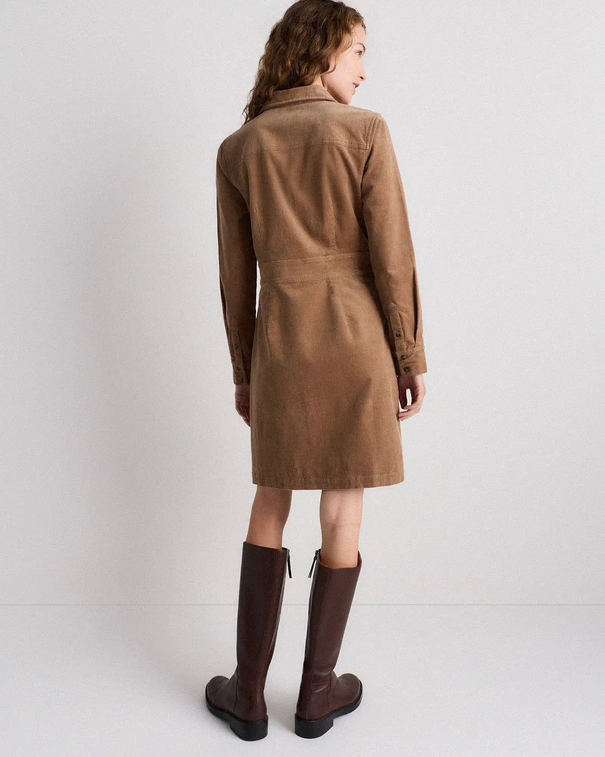 Organic Stretch Corduroy Mini Shirt Dress