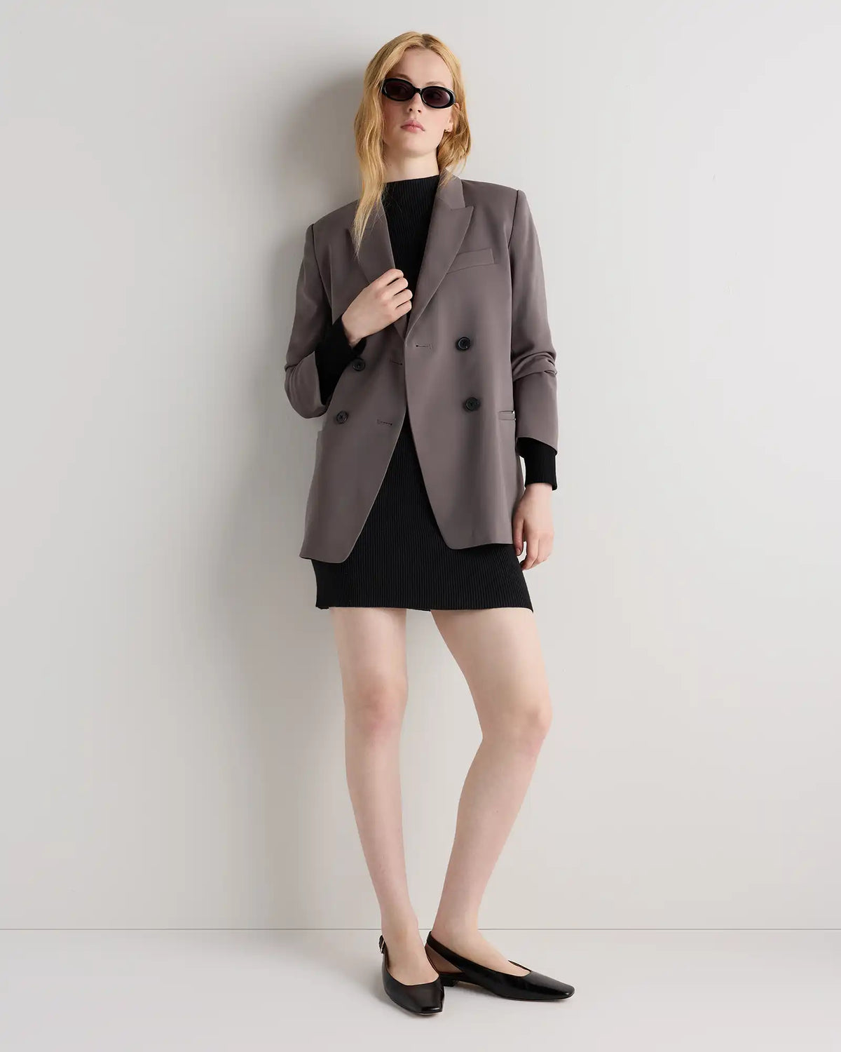 Cotton Cashmere Mock Neck Mini Dress