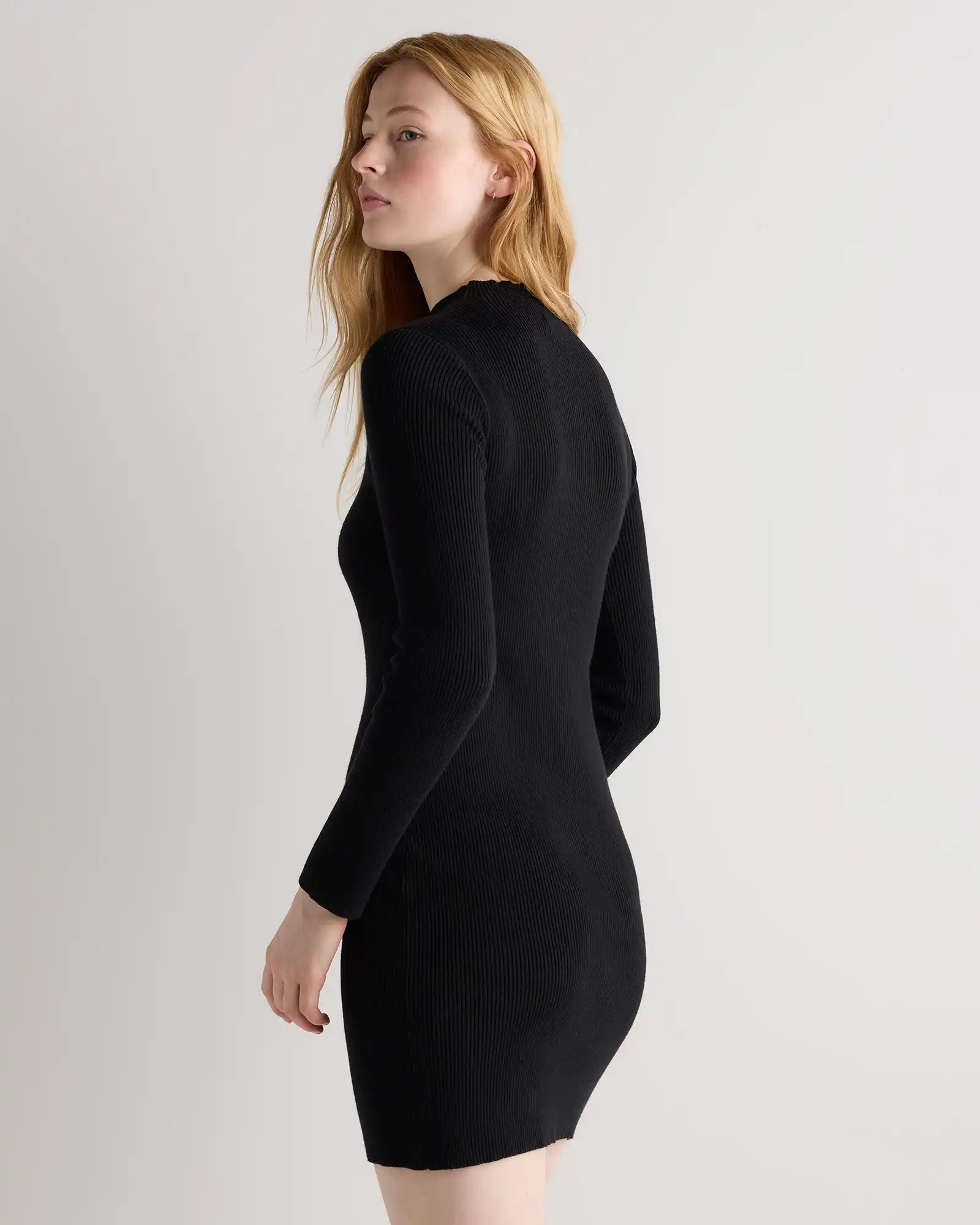 Cotton Cashmere Mock Neck Mini Dress