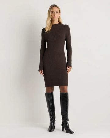 Cotton Cashmere Mock Neck Mini Dress
