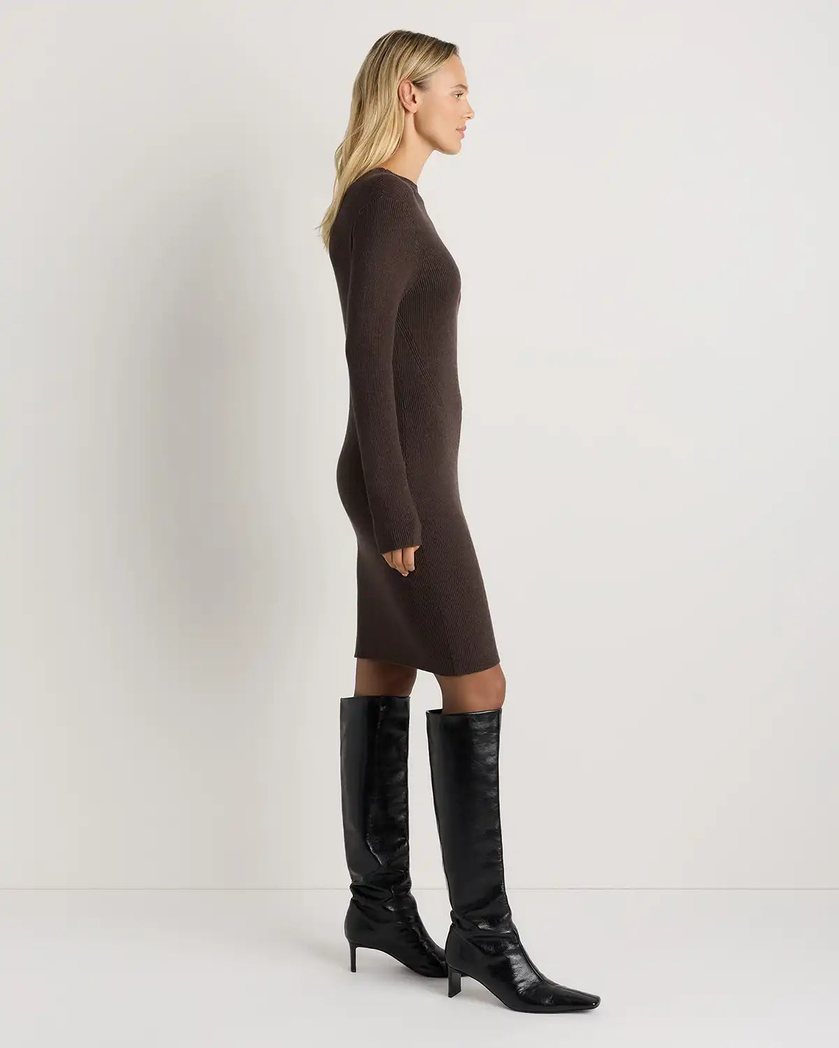 Cotton Cashmere Mock Neck Mini Dress