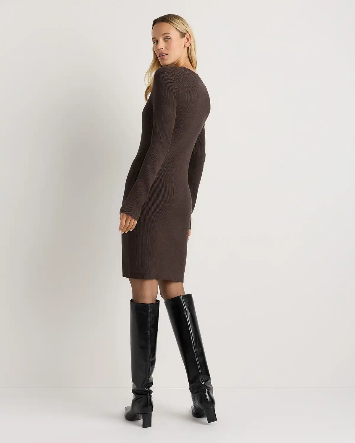 Cotton Cashmere Mock Neck Mini Dress