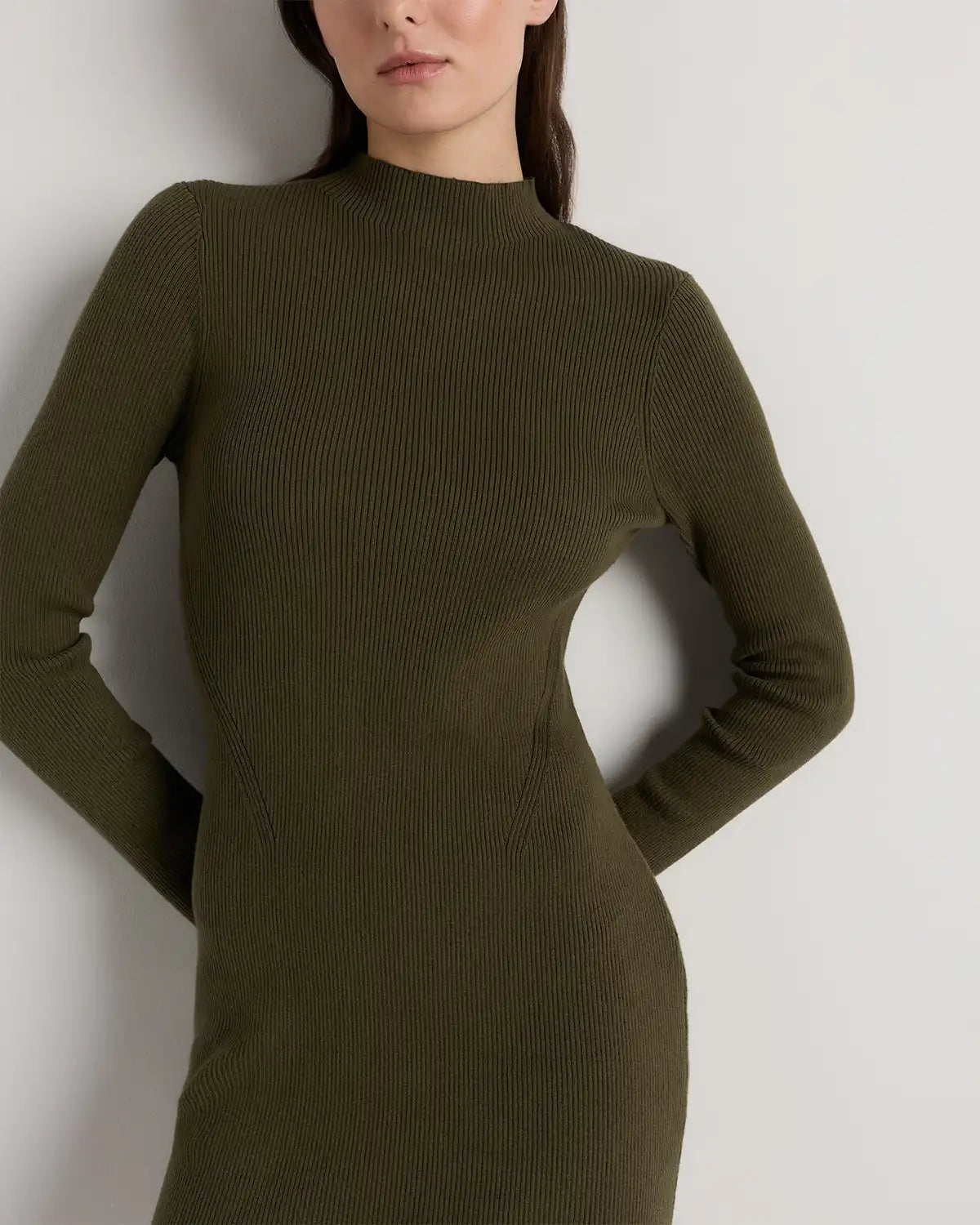 Cotton Cashmere Mock Neck Mini Dress
