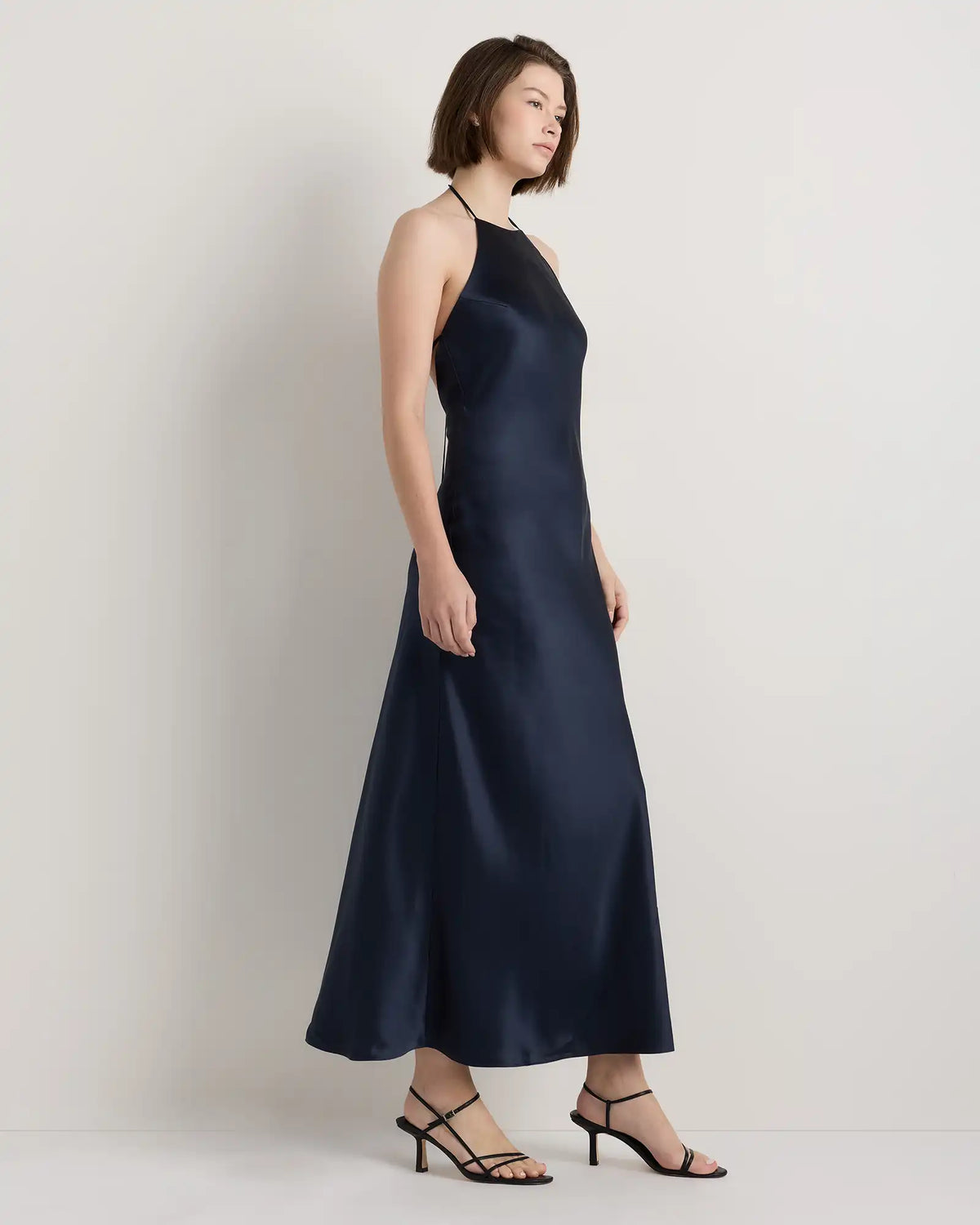 100% Washable Silk Halter Maxi Dress