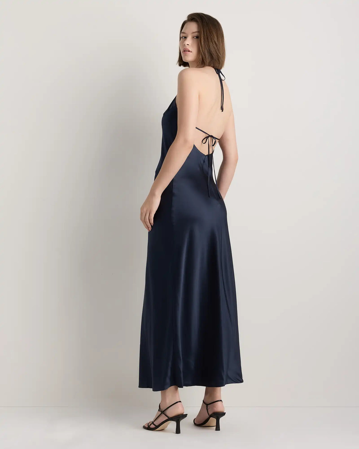 100% Washable Silk Halter Maxi Dress