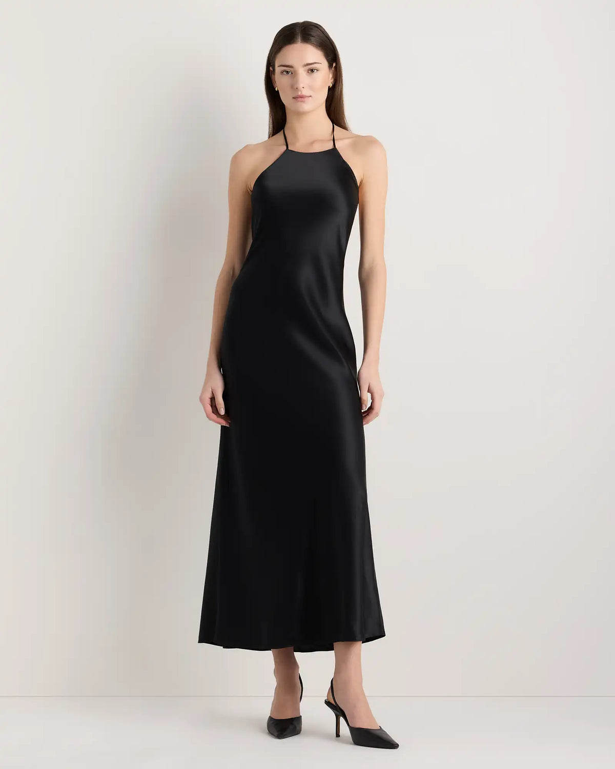100% Washable Silk Halter Maxi Dress