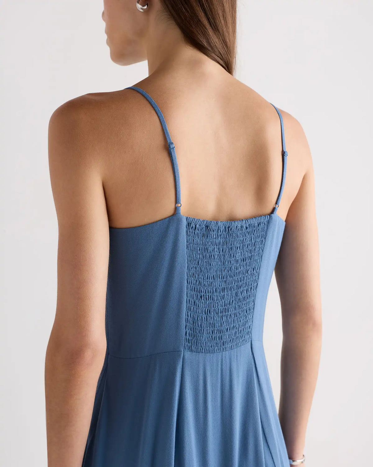 Lightweight Crepe Pleated Hem Midi Dress