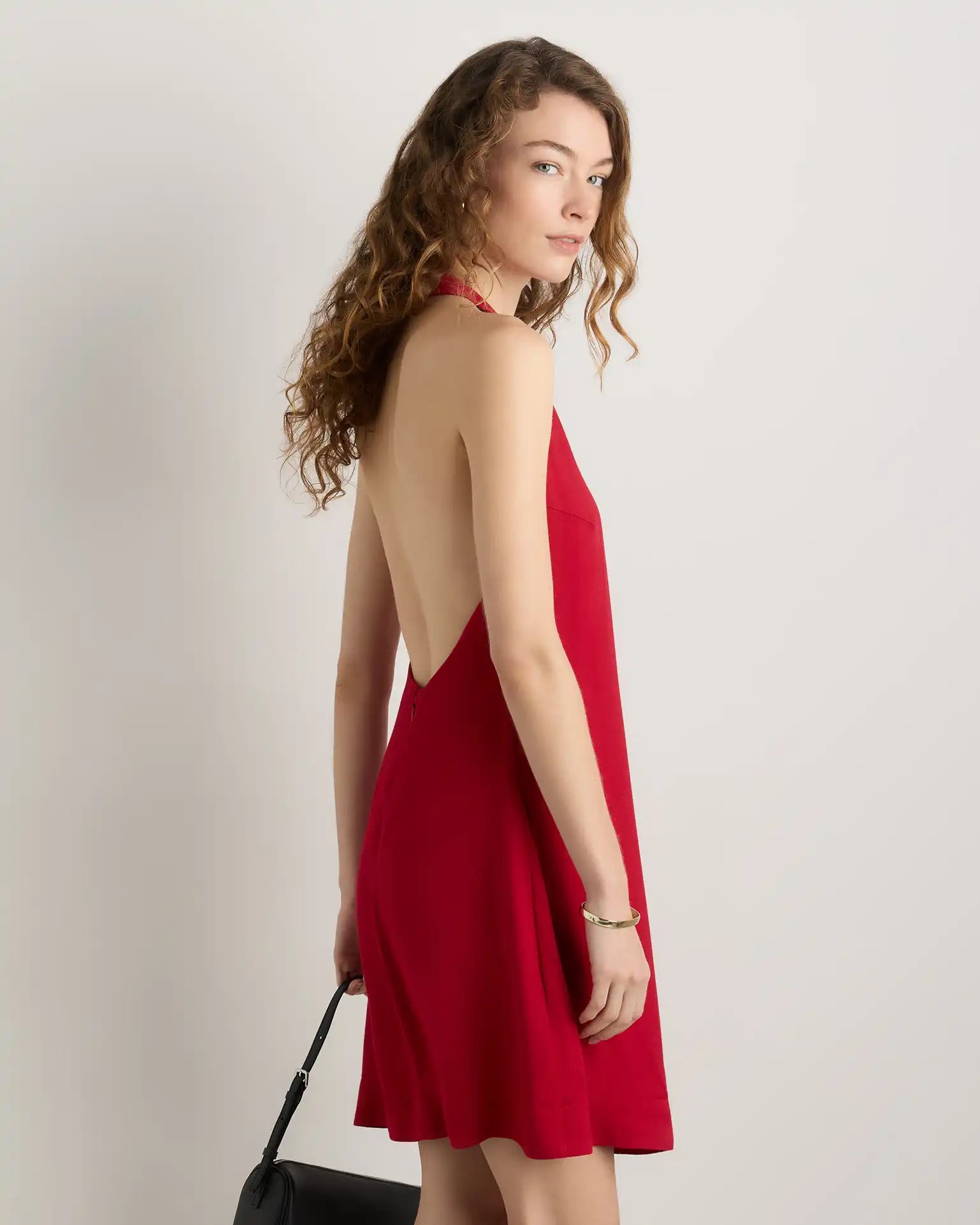 Lightweight Crepe Halter Mini Dress