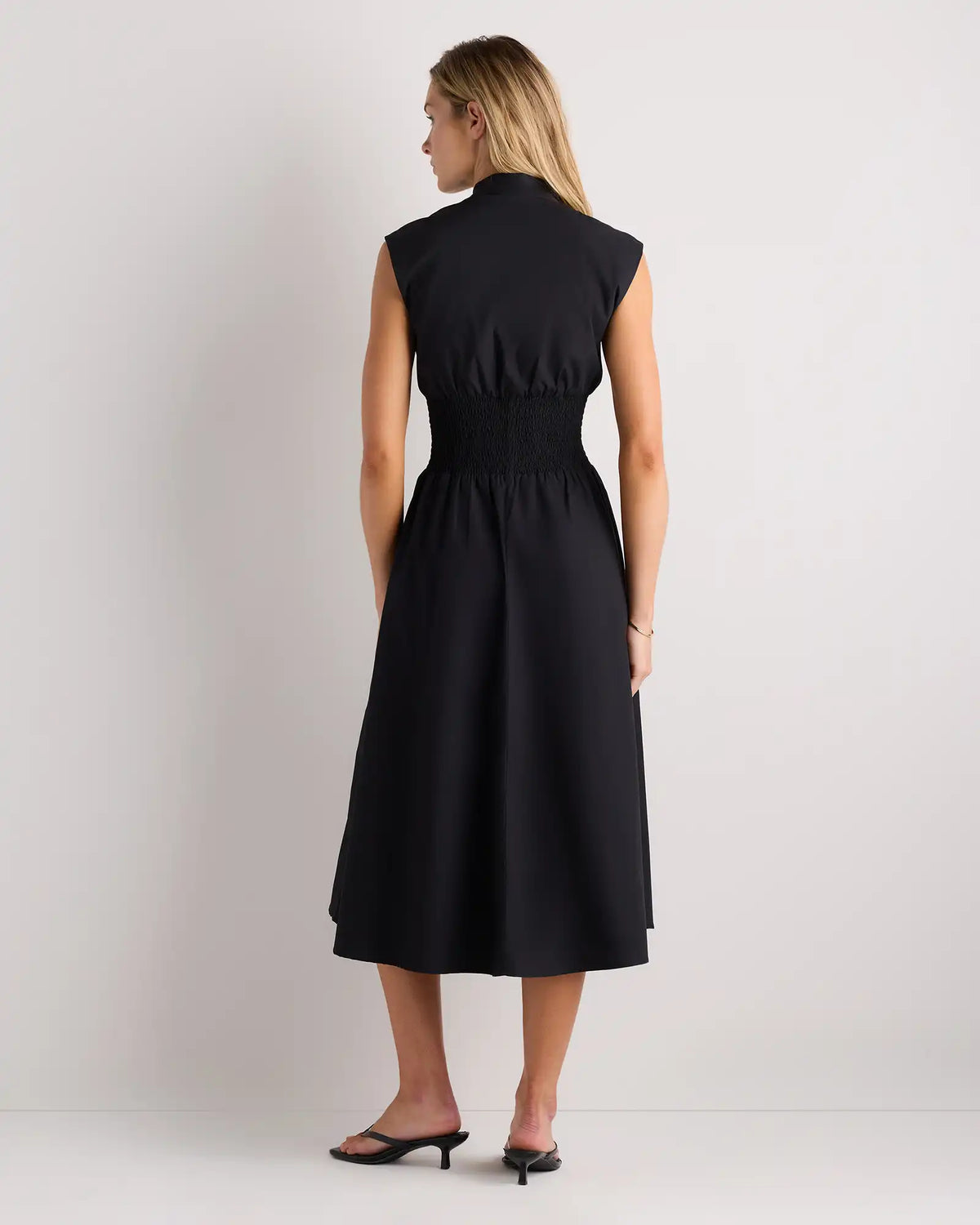 100% Organic Cotton Poplin Zip-Front Midi Dress