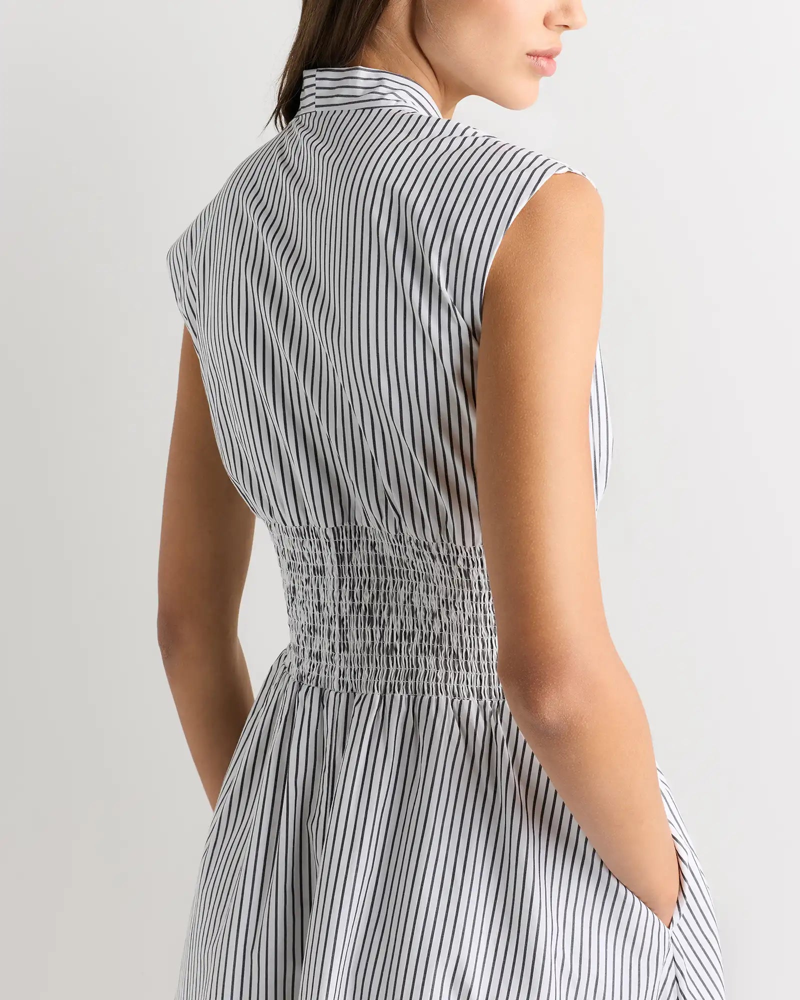 100% Organic Cotton Poplin Zip-Front Midi Dress