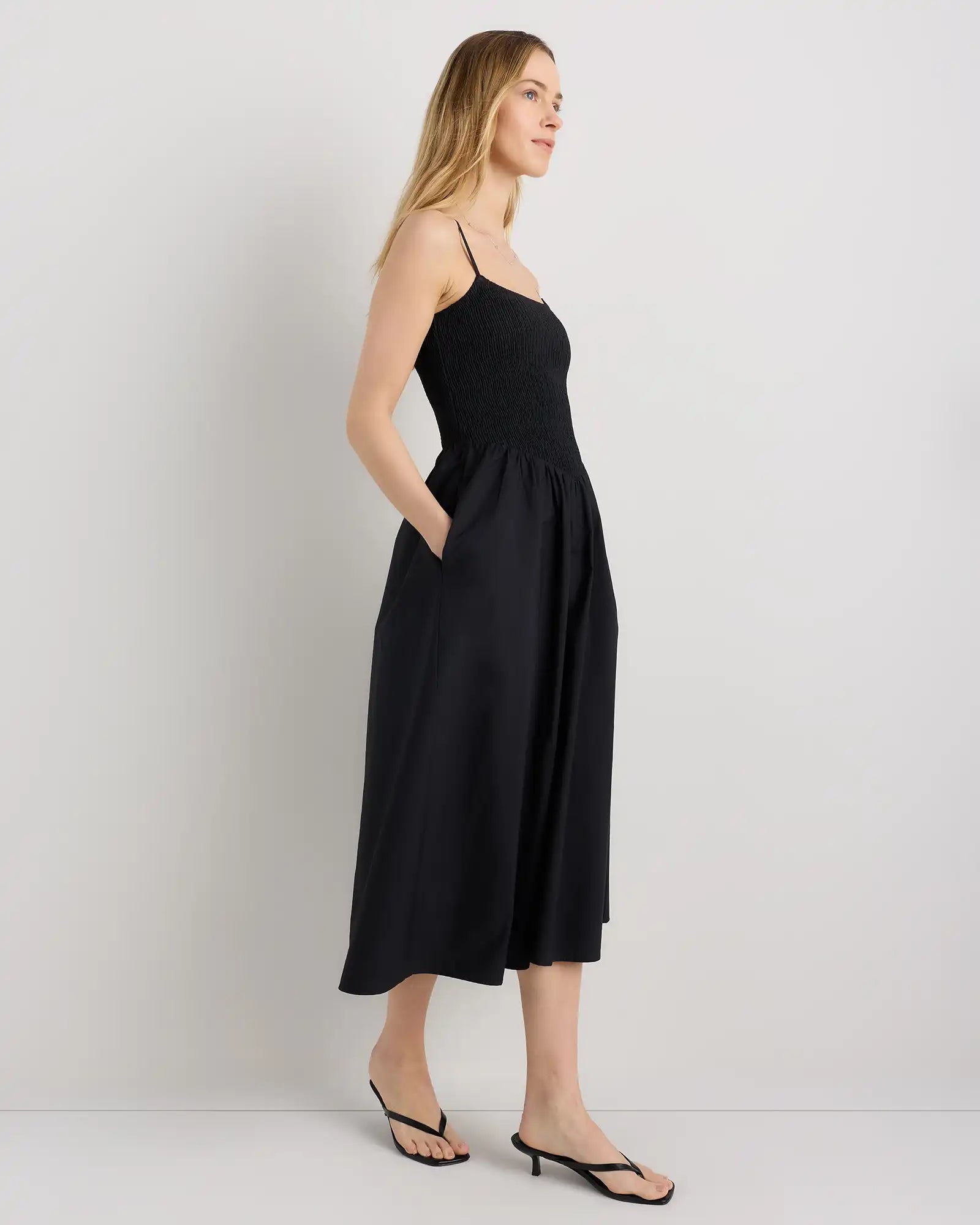 100% Organic Cotton Poplin Drop Waist Midi Dress