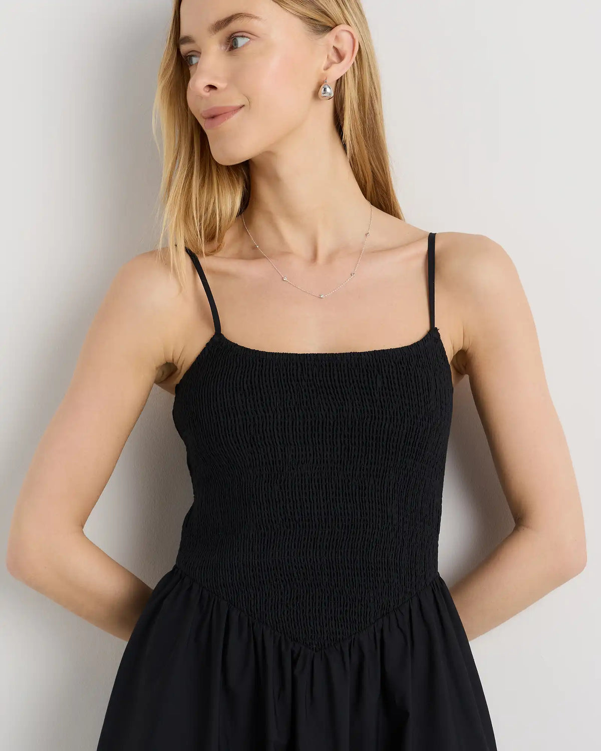 100% Organic Cotton Poplin Drop Waist Midi Dress
