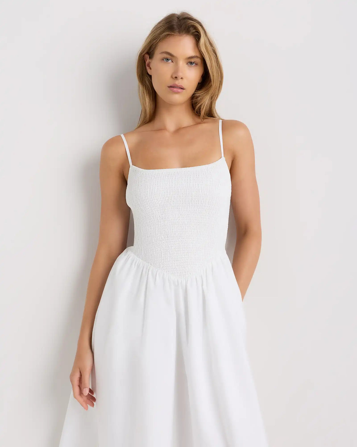100% Organic Cotton Poplin Drop Waist Midi Dress