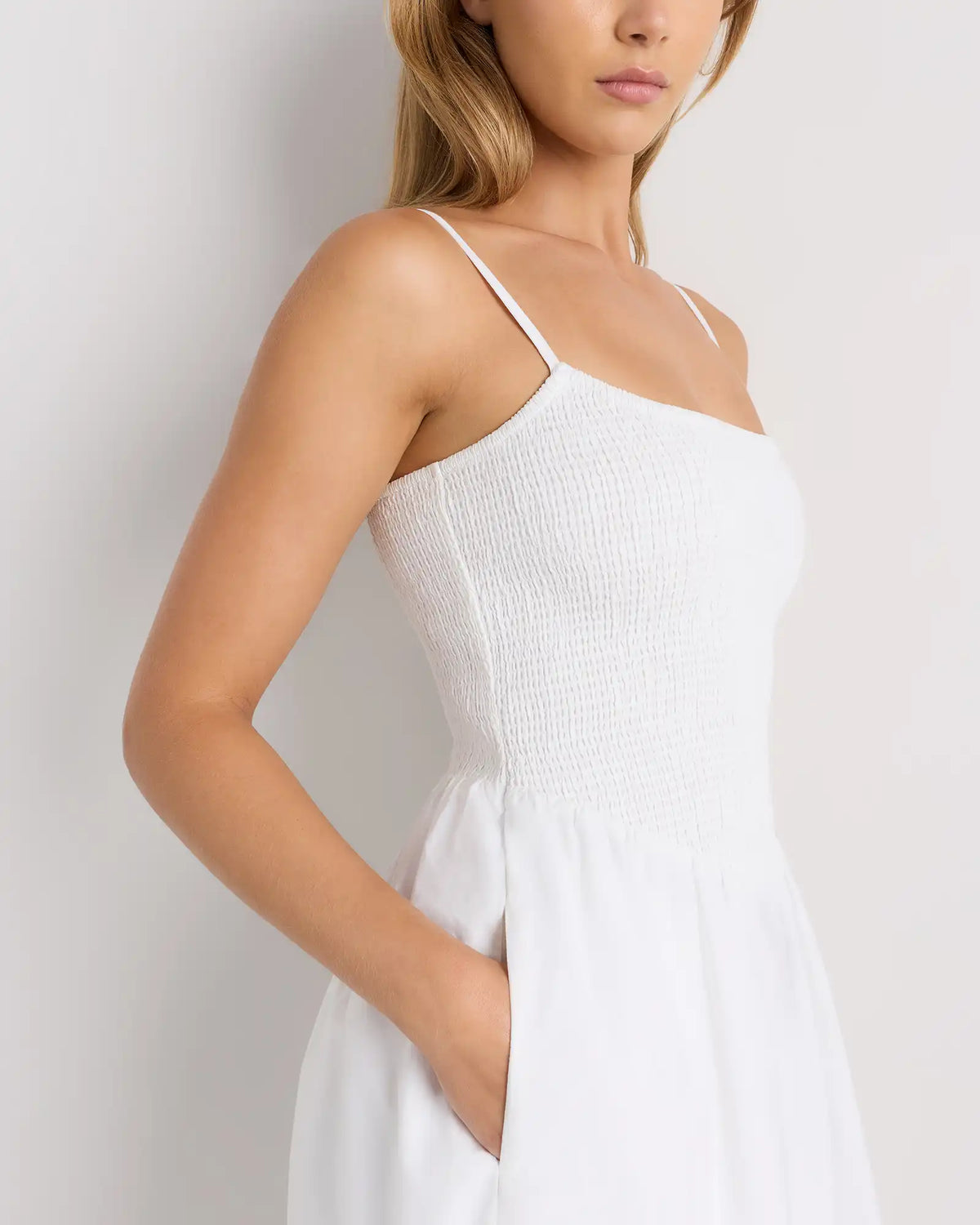 100% Organic Cotton Poplin Drop Waist Midi Dress