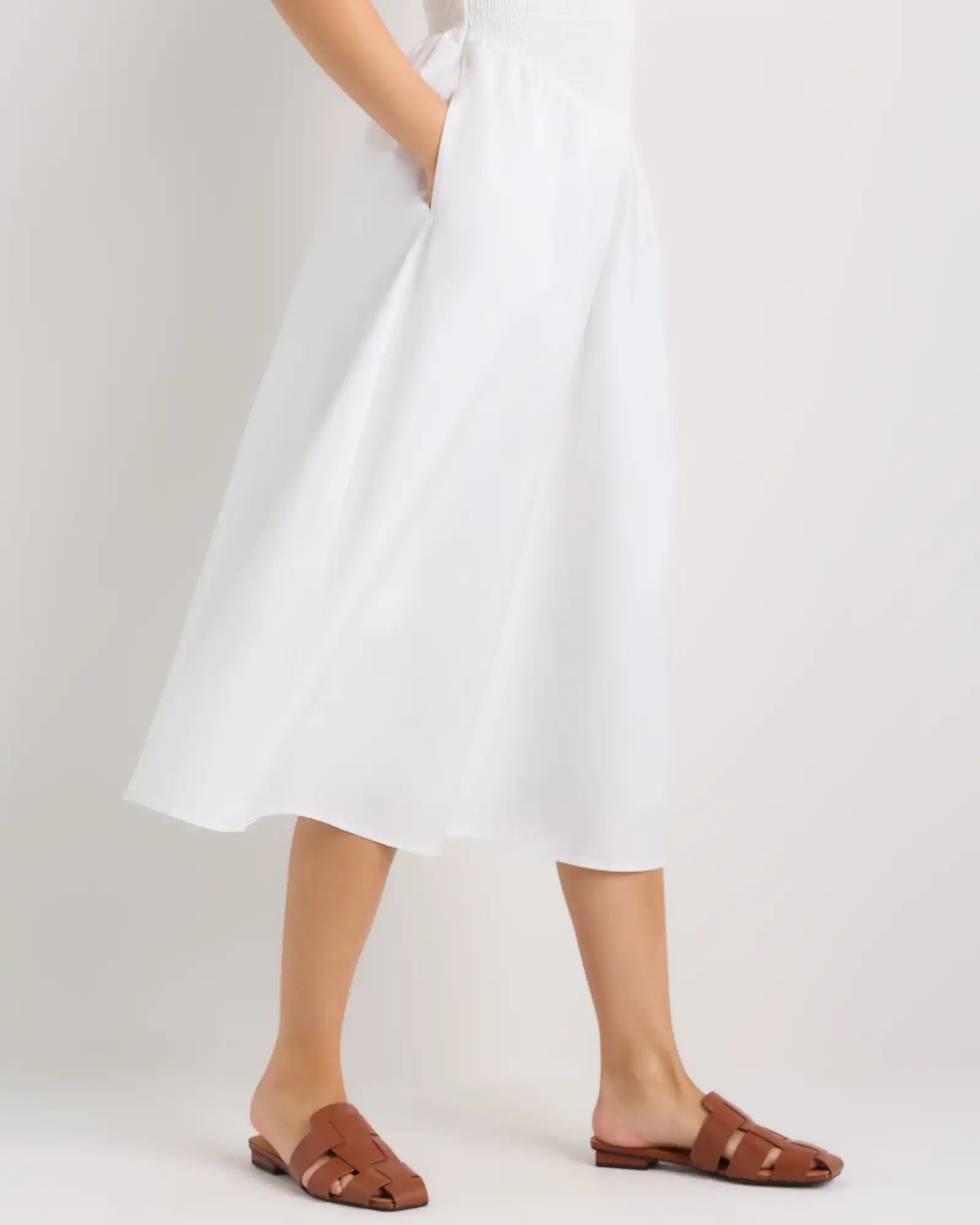 100% Organic Cotton Poplin Drop Waist Midi Dress