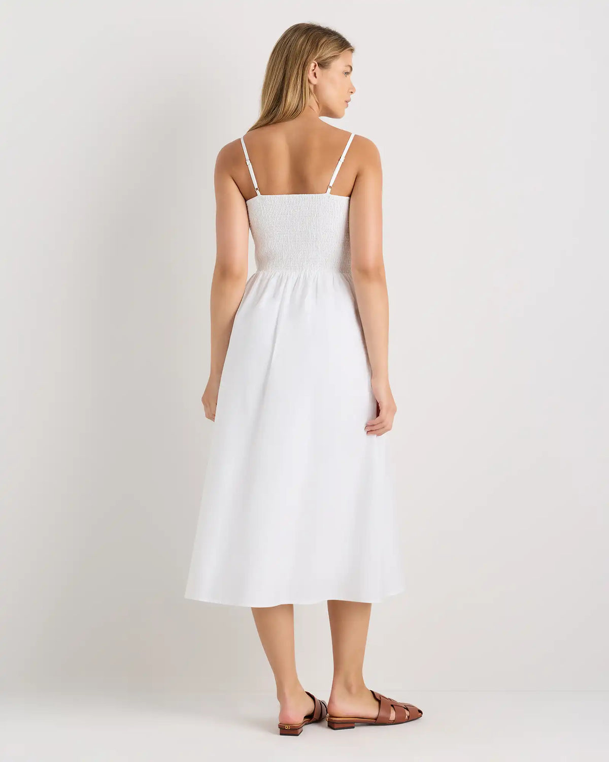 100% Organic Cotton Poplin Drop Waist Midi Dress